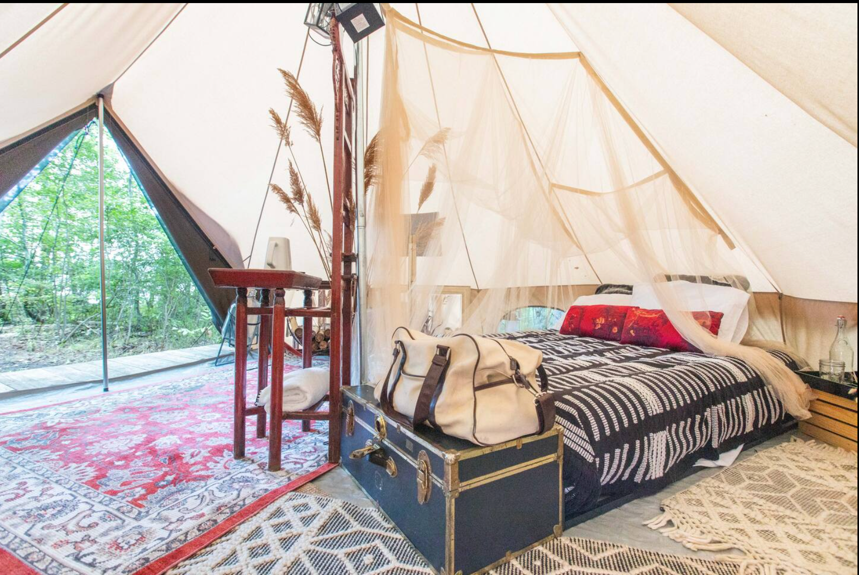 Ashley F.'s photo of glamping accommodations at Year-Round Scenic Lakefront Glamping near Wurtsboro, NY