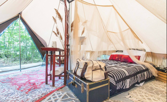 Ashley F.'s photo of glamping accommodations at Year-Round Scenic Lakefront Glamping near Ellenville, NY