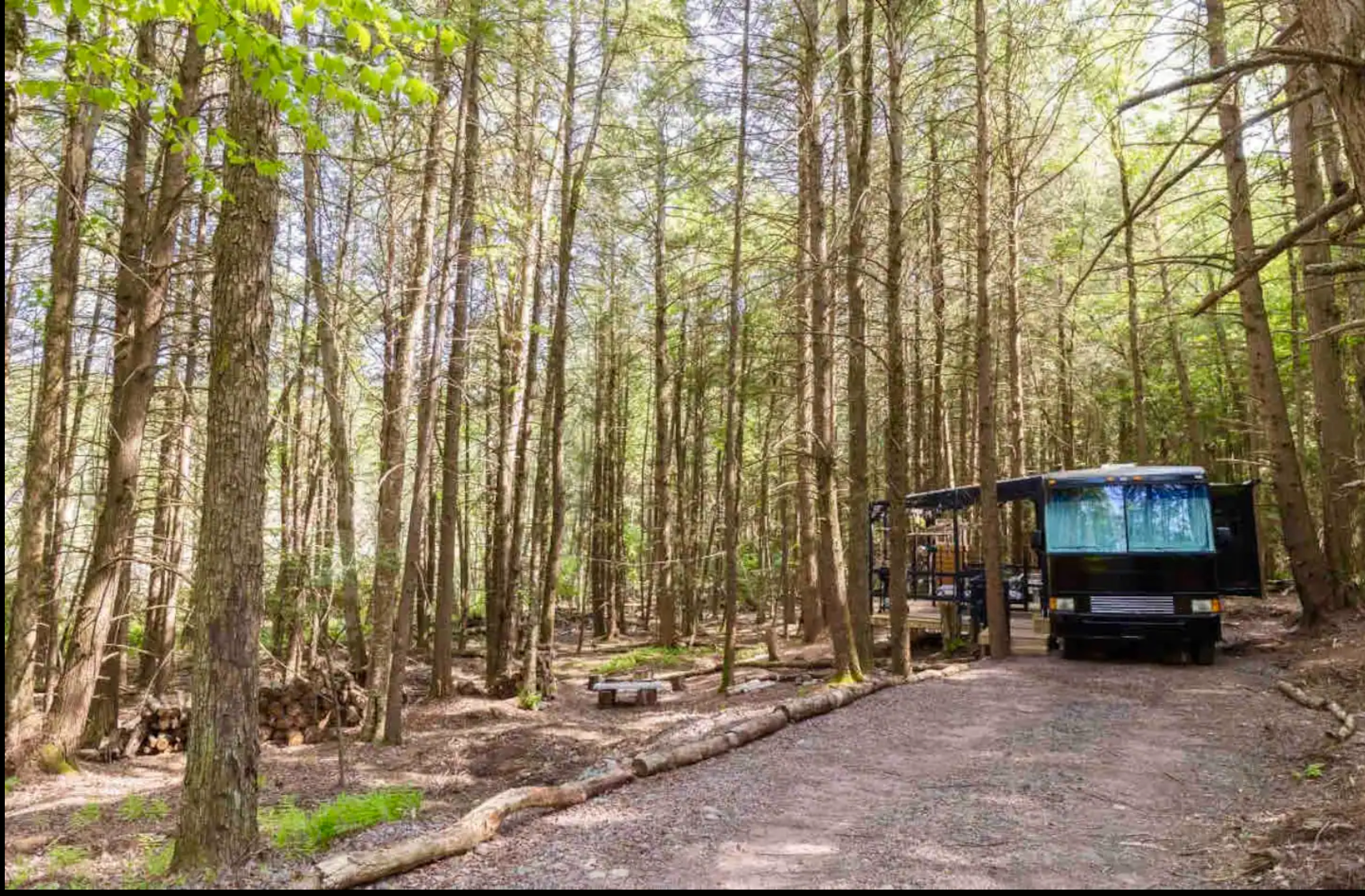 Ashley F.'s photo of a cabin at Romantic Glamping Camper With Indoor Fireplace near Glenham, NY