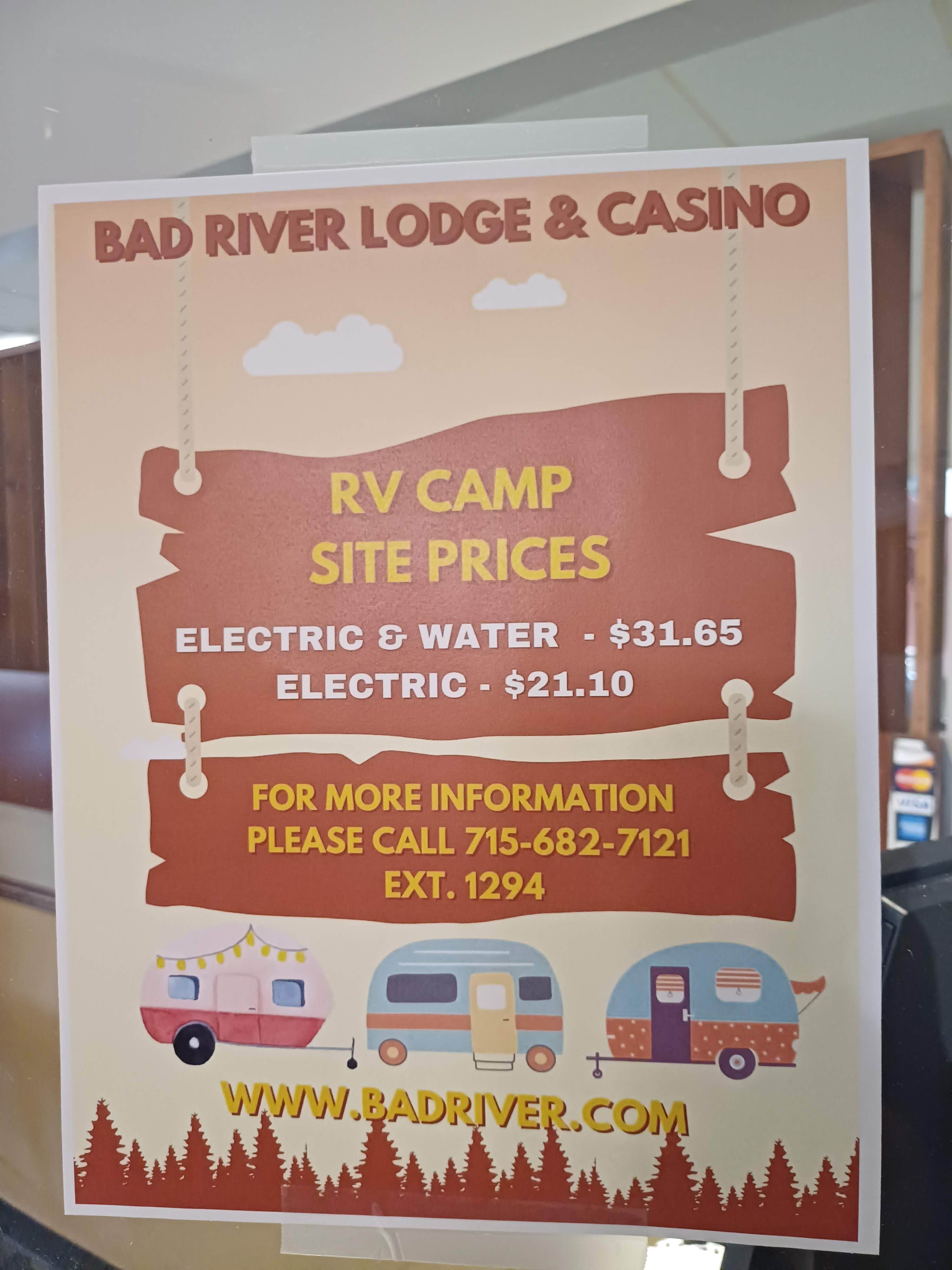 Camper-submitted photo at Bad River Casino near Marengo, WI