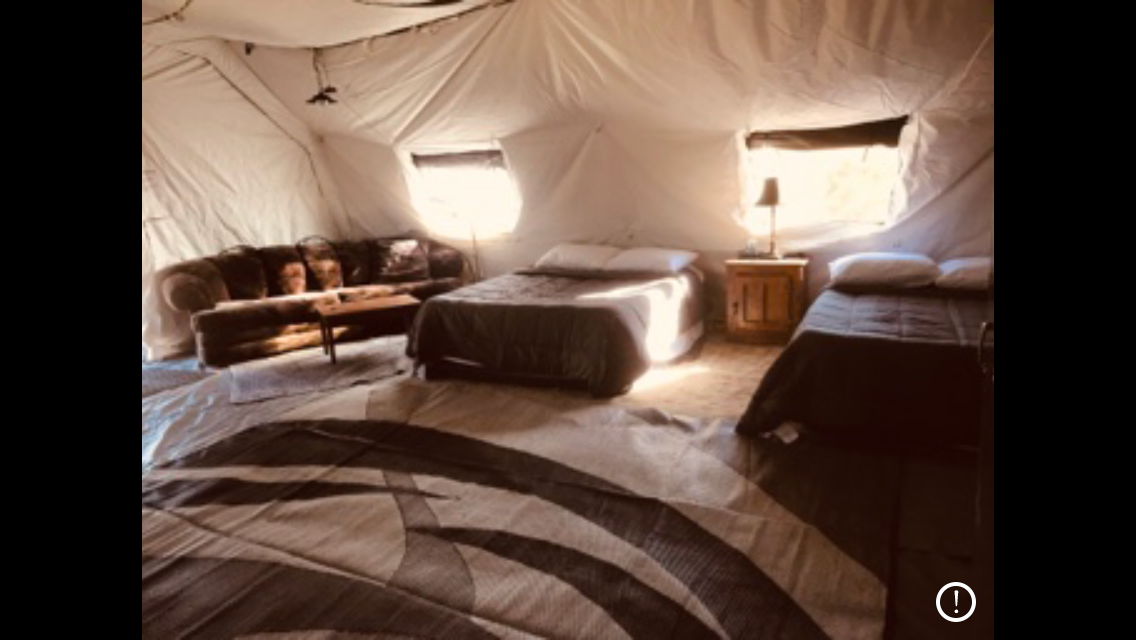 Jessica B.'s photo of glamping accommodations at Deep Creek Hot Springs Camp Retreat near Cedarpines Park, CA