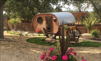 Camping near Vineyard Glamping (Coleman Outfitted Site): Unique wine country fat barrel experience, Paso Robles, California