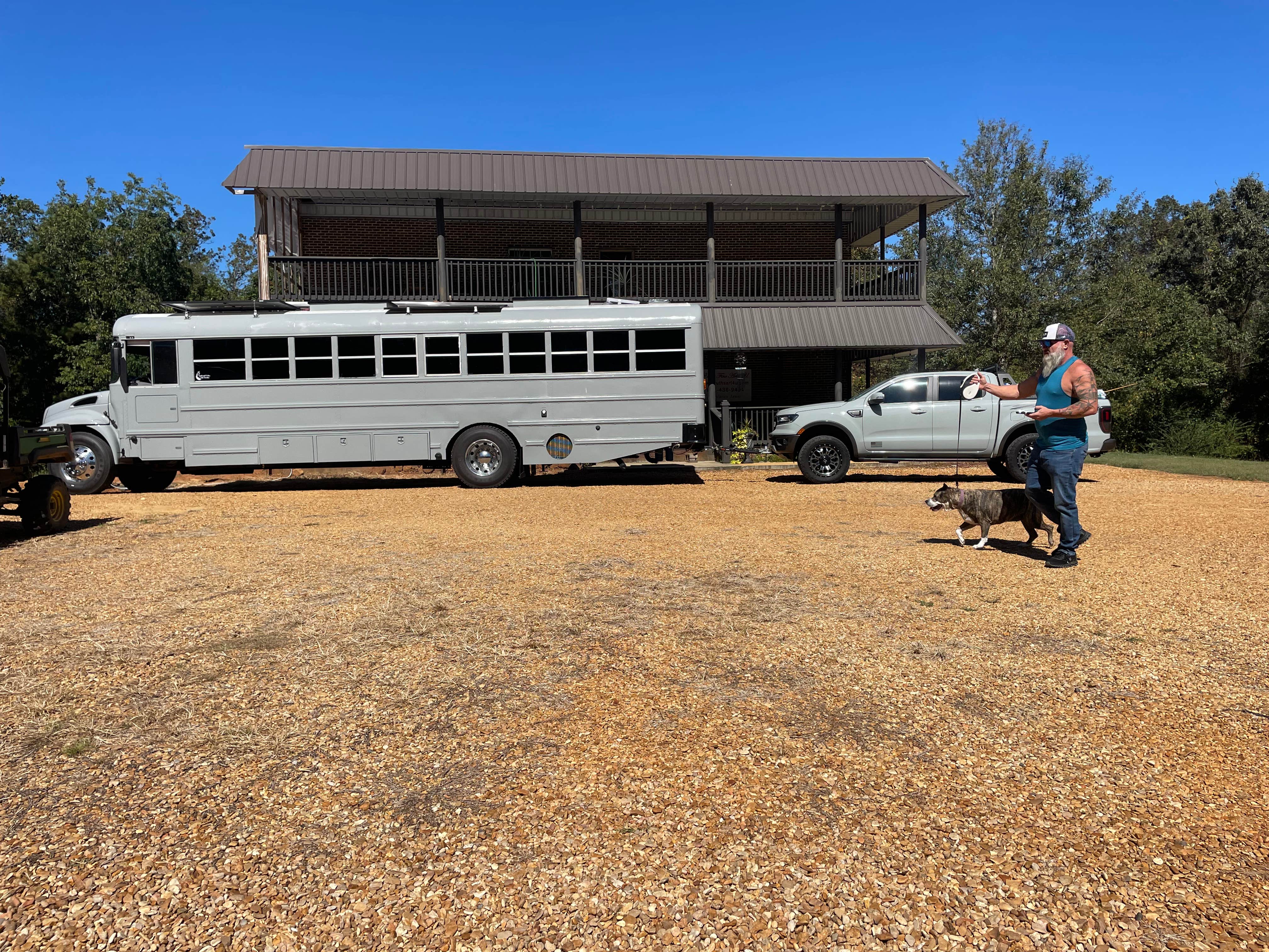 Ruth R.'s photo of camping with pets at R & R Vineyard Mississippi near Tennessee-Tombigbee Waterway