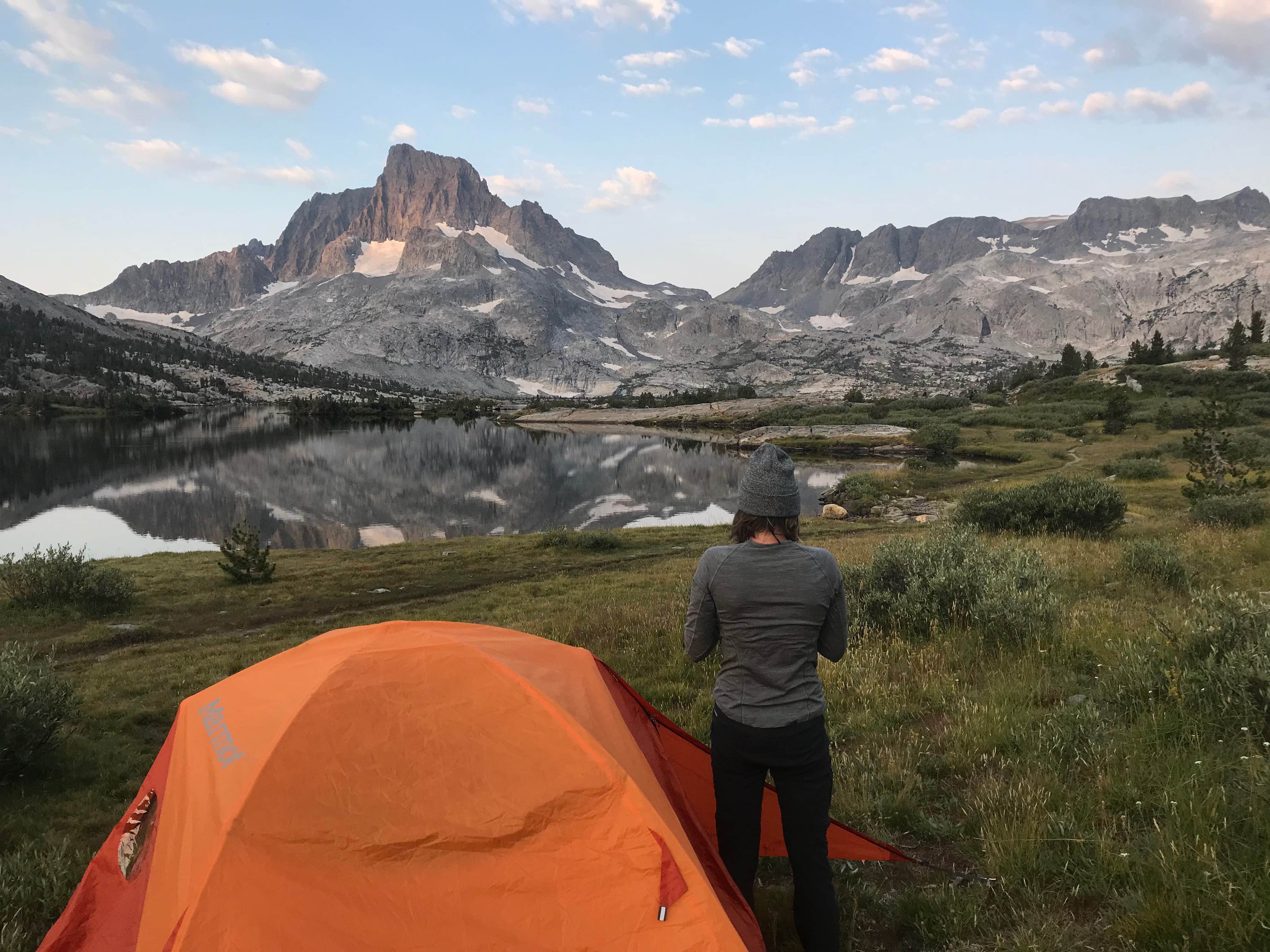 Hannah V.'s photo of tent camping at Thousand Island Lake Backcountry near Mono Hot Springs, CA