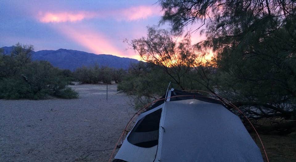 Tent Camping Night Image near Furnace Creek Campground in Death Valley National Park
