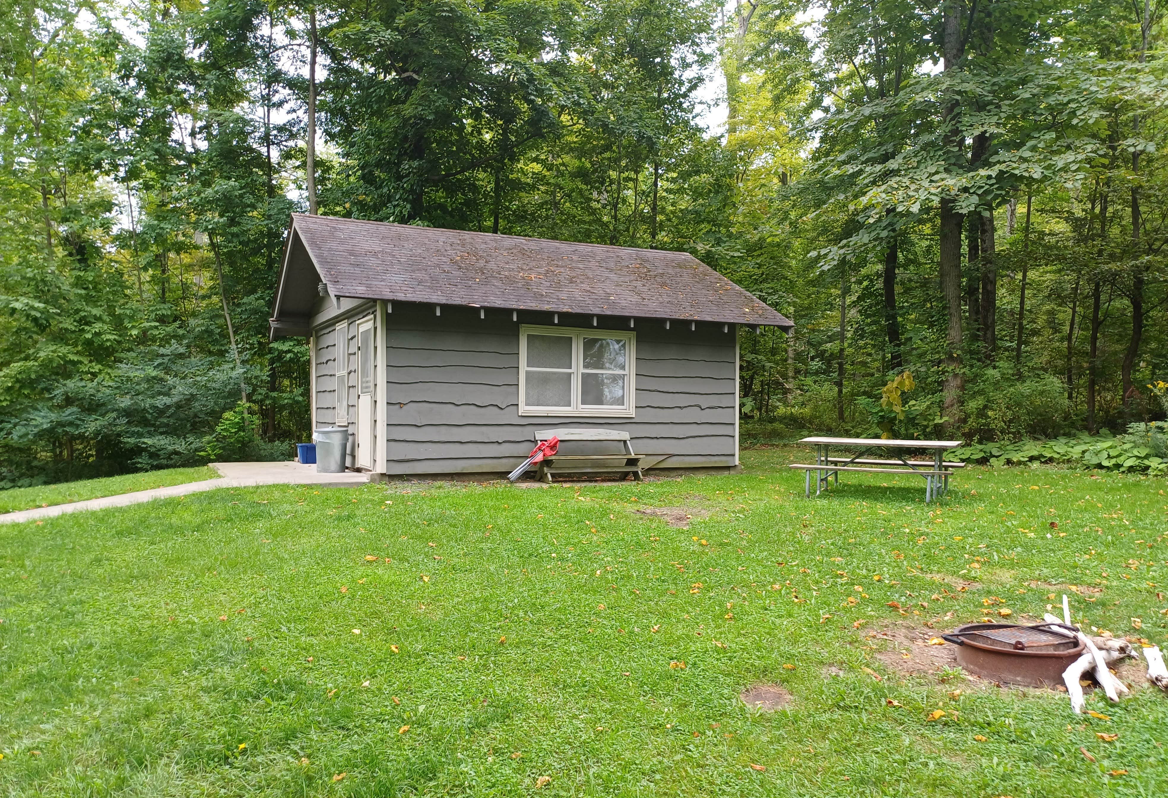 Laura M.'s photo of a cabin at Lakeview Camping Area — Fair Haven Beach State Park near Phoenix, NY