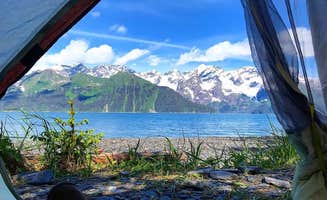 Brandy T.'s photo of tent camping at North Beach at Caines Head State Rec Area near Cooper Landing, AK