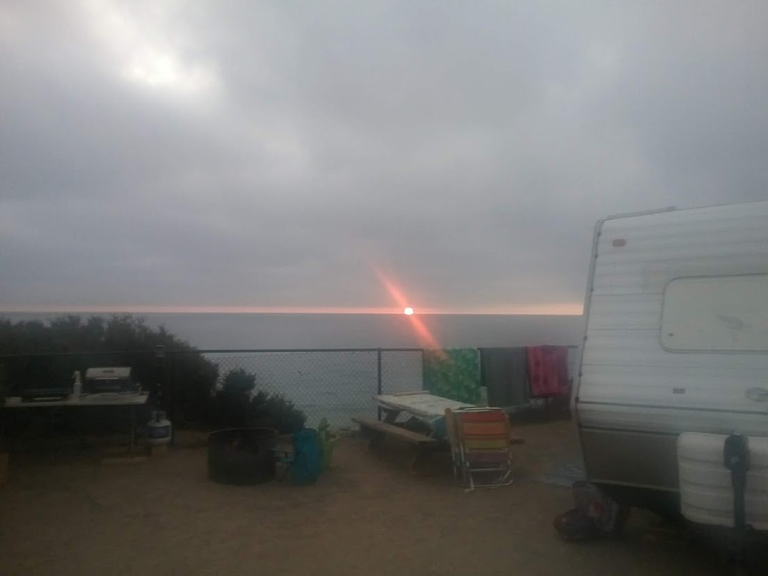 Sunset beach camping