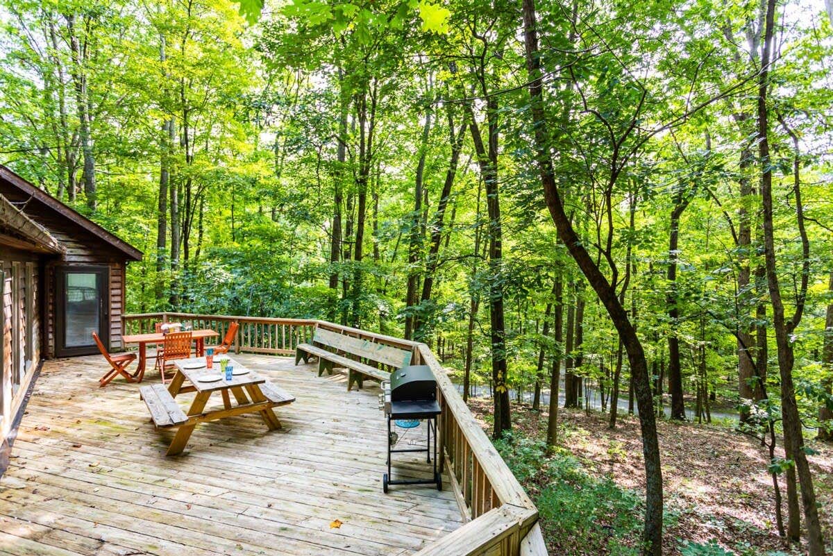 The Dyrt's photo of a cabin at Huge Cabin w Hot Tub, Deck, Grill, Fire Pit, WiFi near Hedgesville, WV