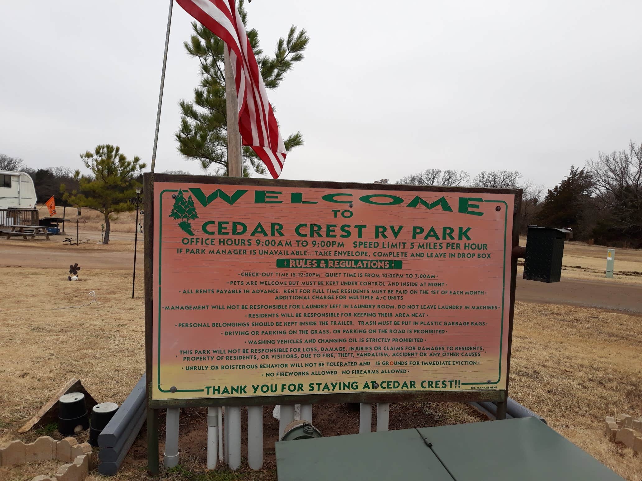 Camper-submitted photo at Cedar Crest RV park near Burbank, OK