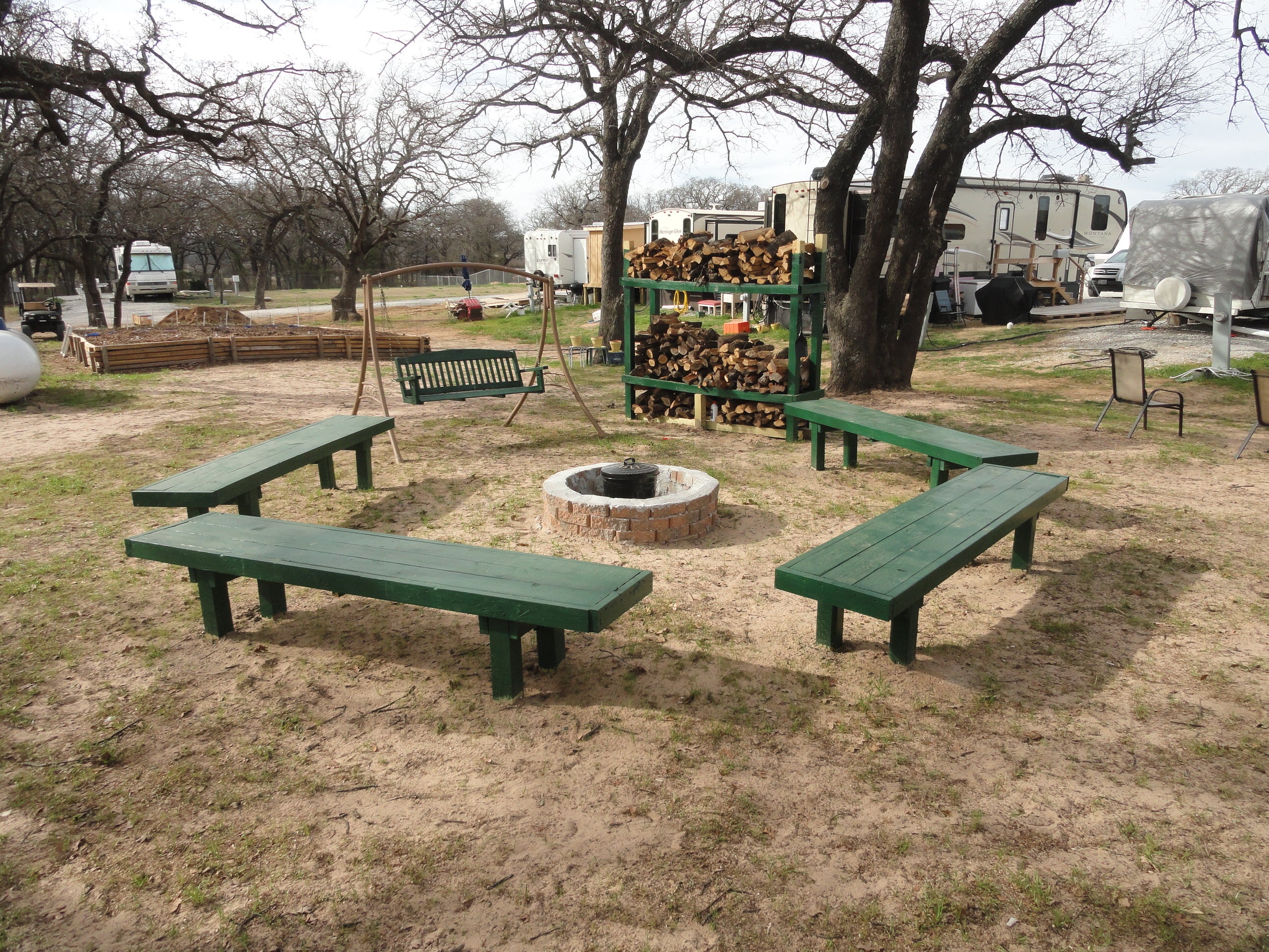 Community fire pit in the Green Space.