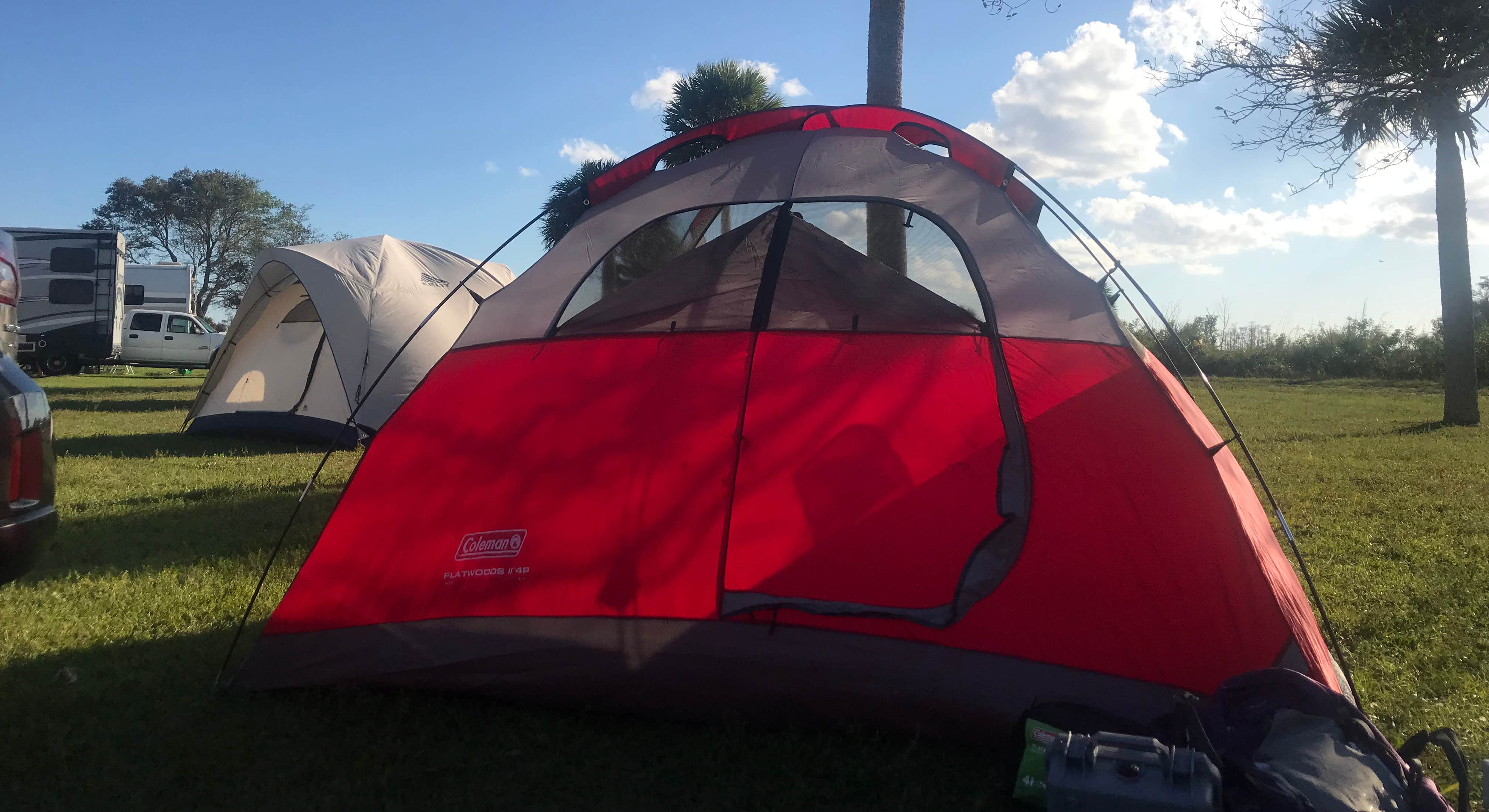 Tent campers in Monument Lake Campground in Big Cypress National Preserve