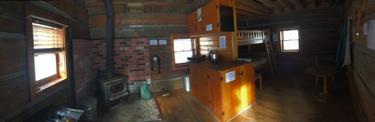 Panoramic view of the cabin's interior