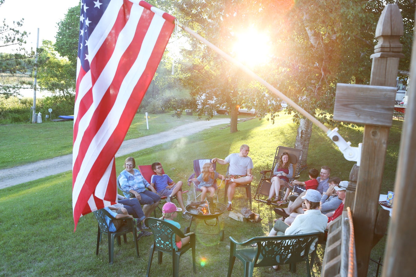 An extended family gathering at Fox Lake Campground of Bemidji