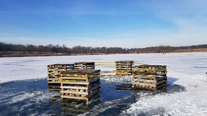 Fish habitat constructed by The Shabbona Lake Sportsman’s Club and Friends of Shabbona Lake State Park