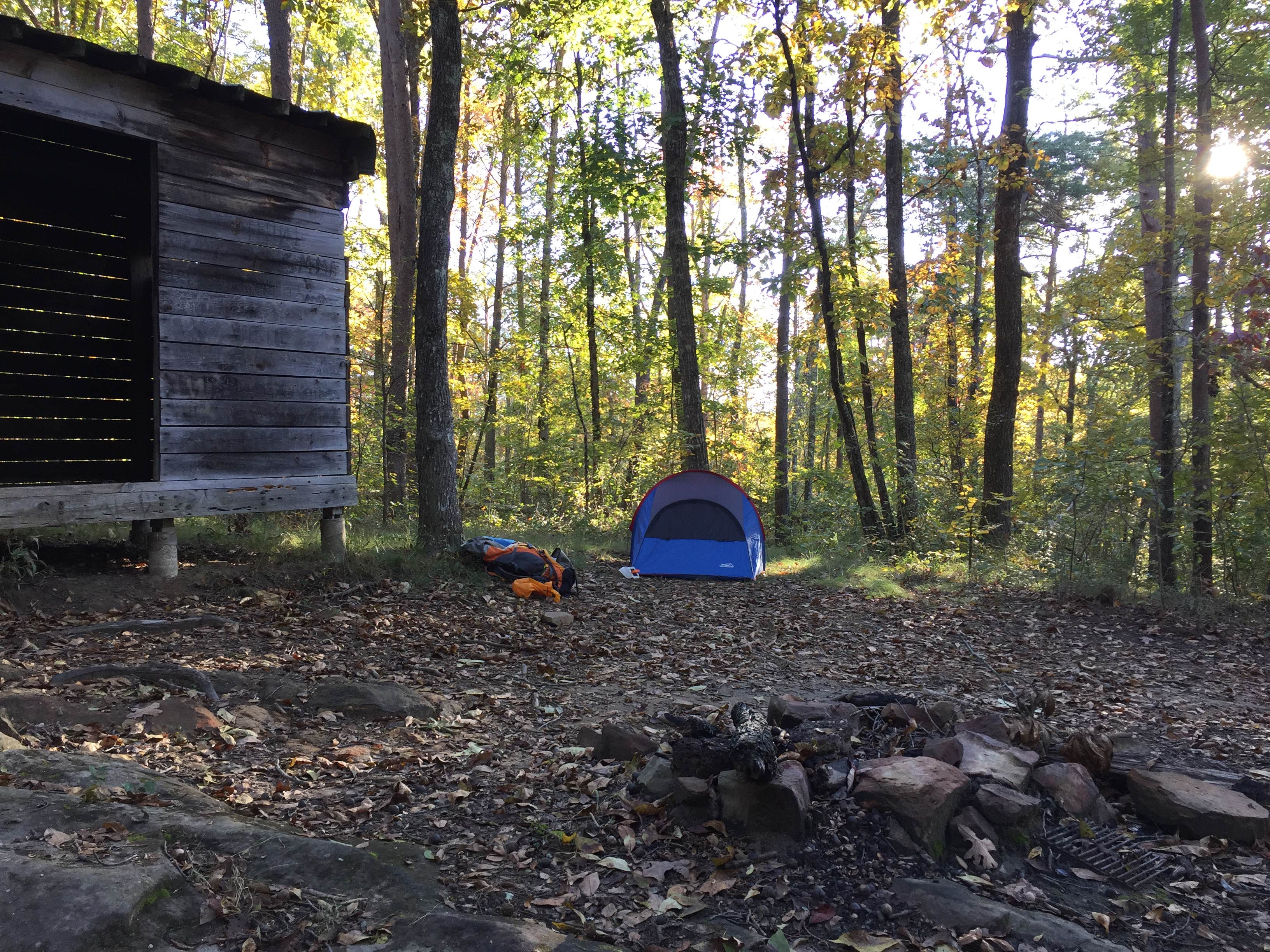 Stephanie J.'s photo of tent camping at Lockhart's Arch Shelter - on the Cumberland Trail near White Oak, GA
