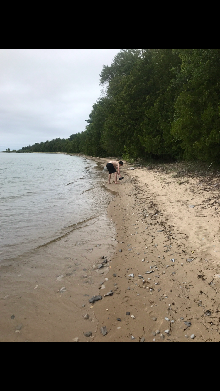 Stacia R.'s photo of camping with pets at Fisherman's Island State Park Campground near Petoskey, MI