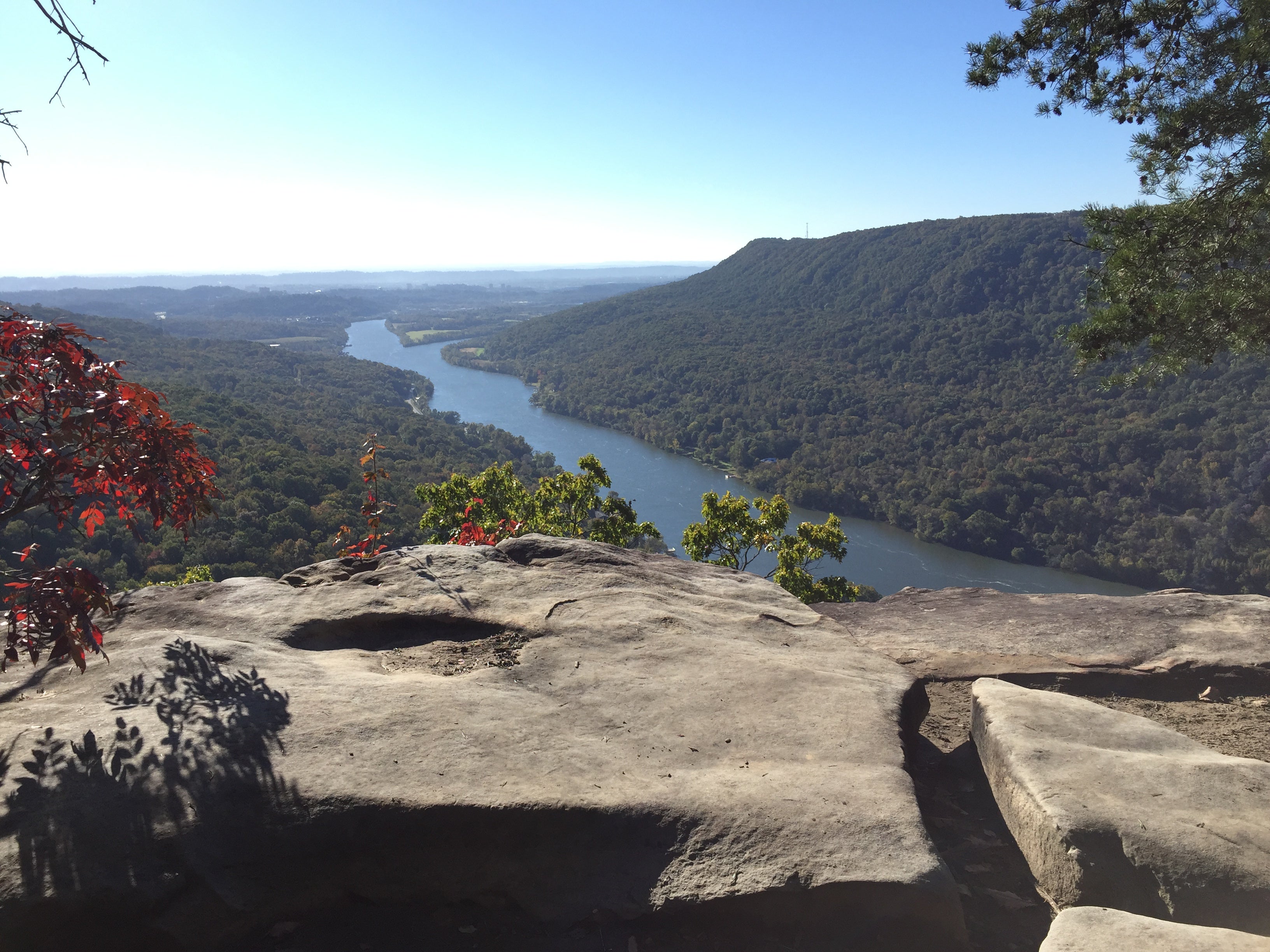 View from Edwards' Point, just under a mile past the shelter heading north on the Cumberland Trail.