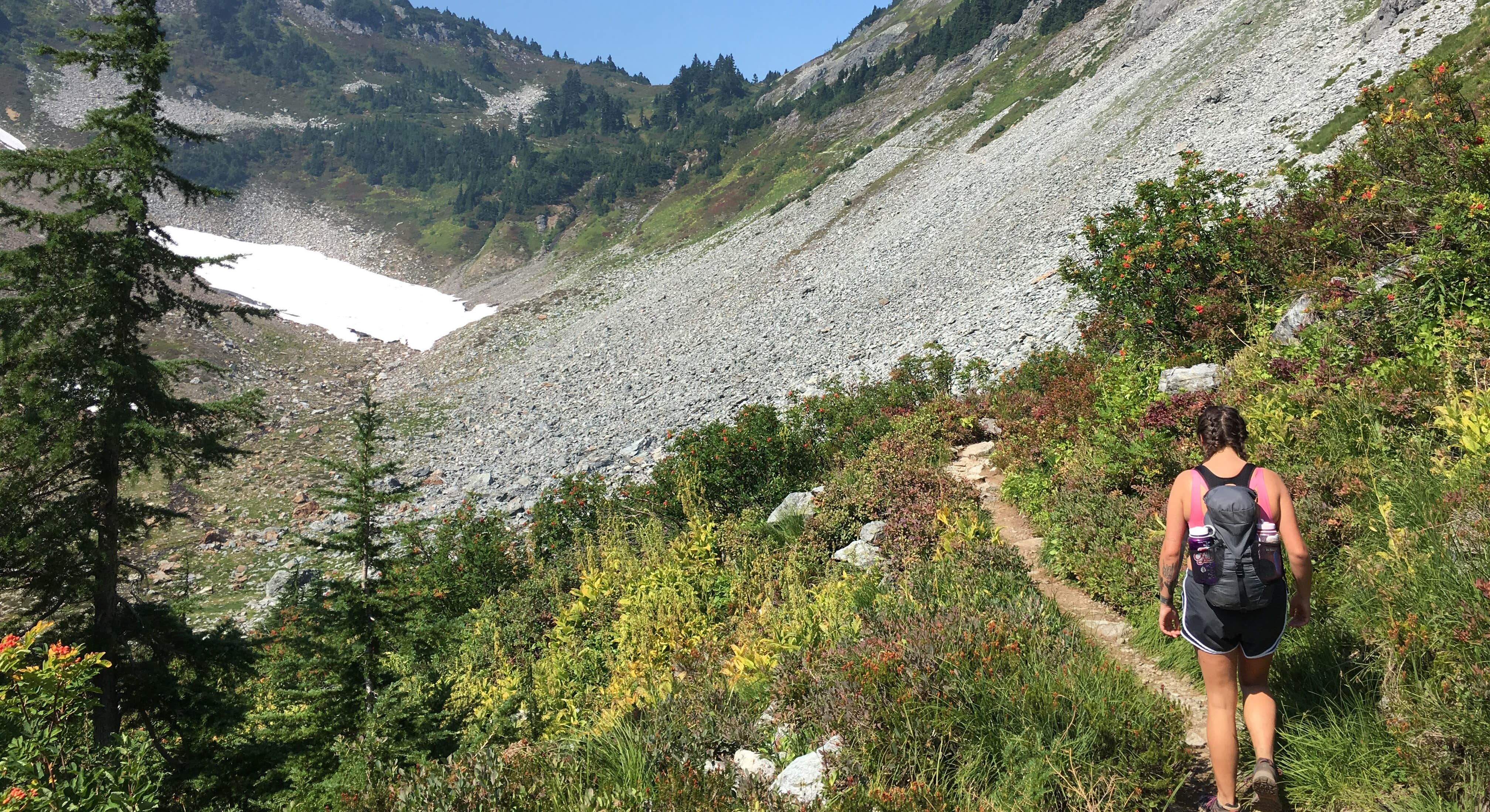 Girl Hiking in Pelton Basin North Cascades National Park Area