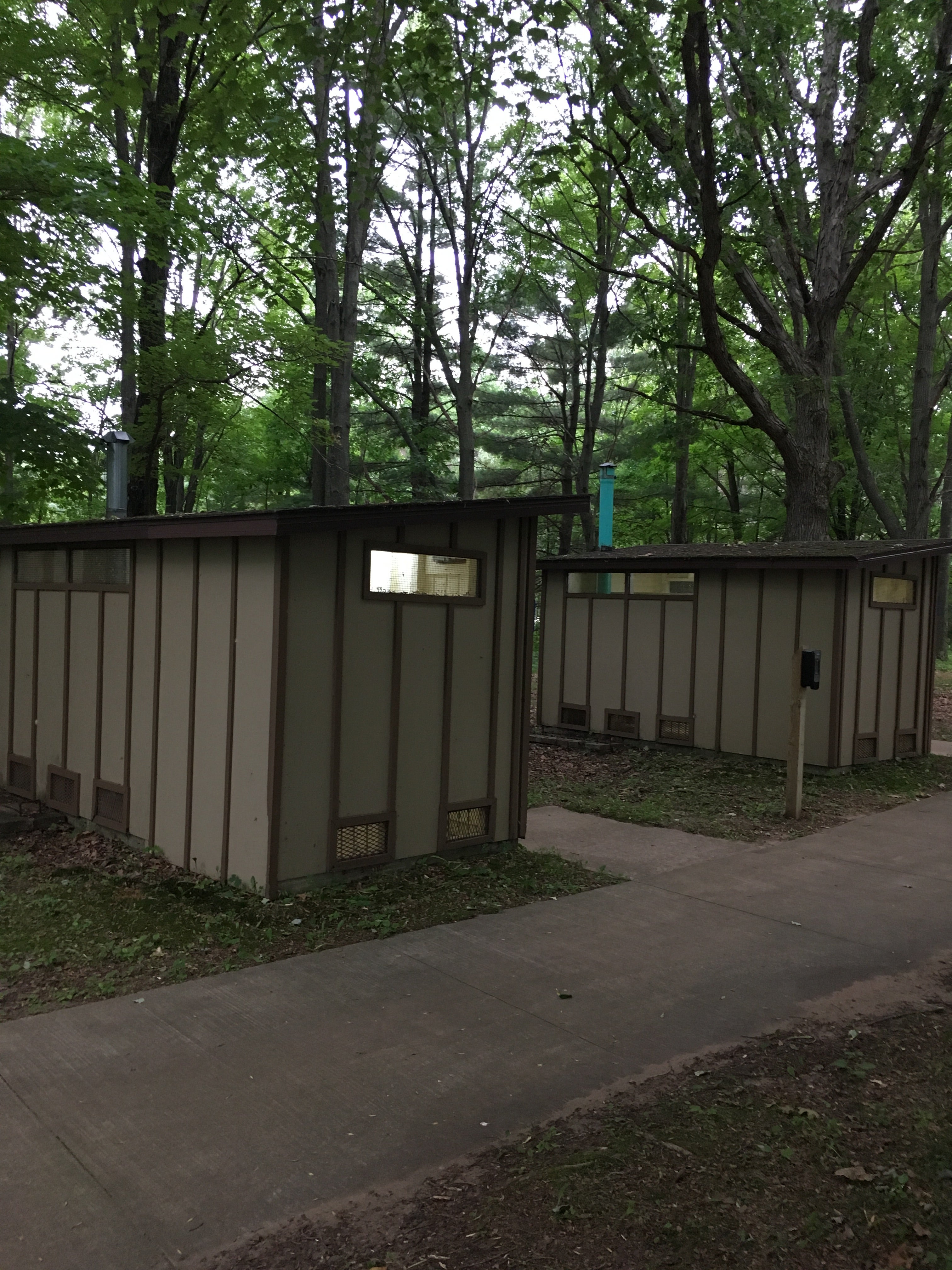 Odd little bathrooms on the far edge of the campground by the docks in need of major updating
