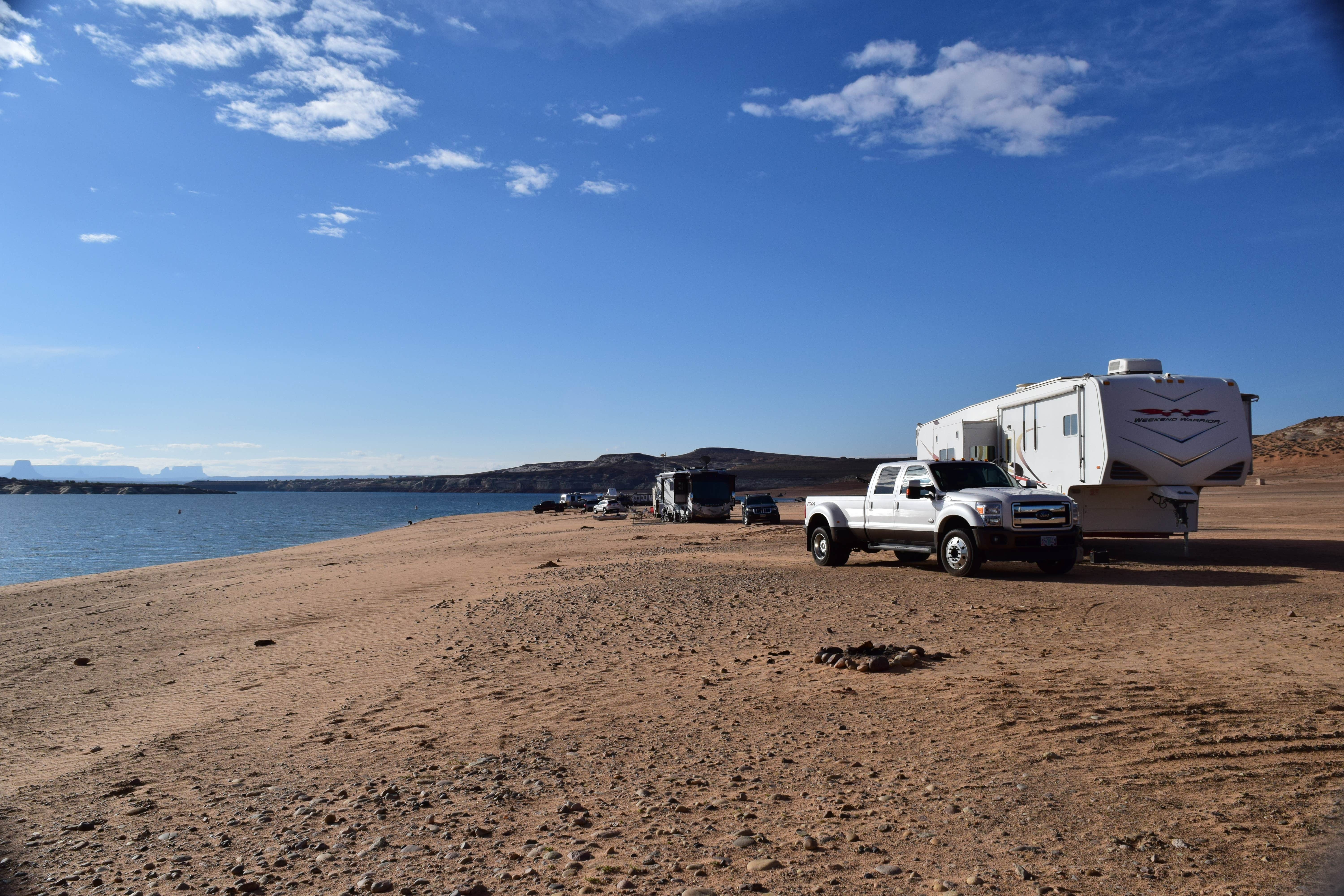 Shay F.'s photo of rv camping at Lone Rock Beach Primitive Camping Area — Glen Canyon National Recreation Area near Page, AZ