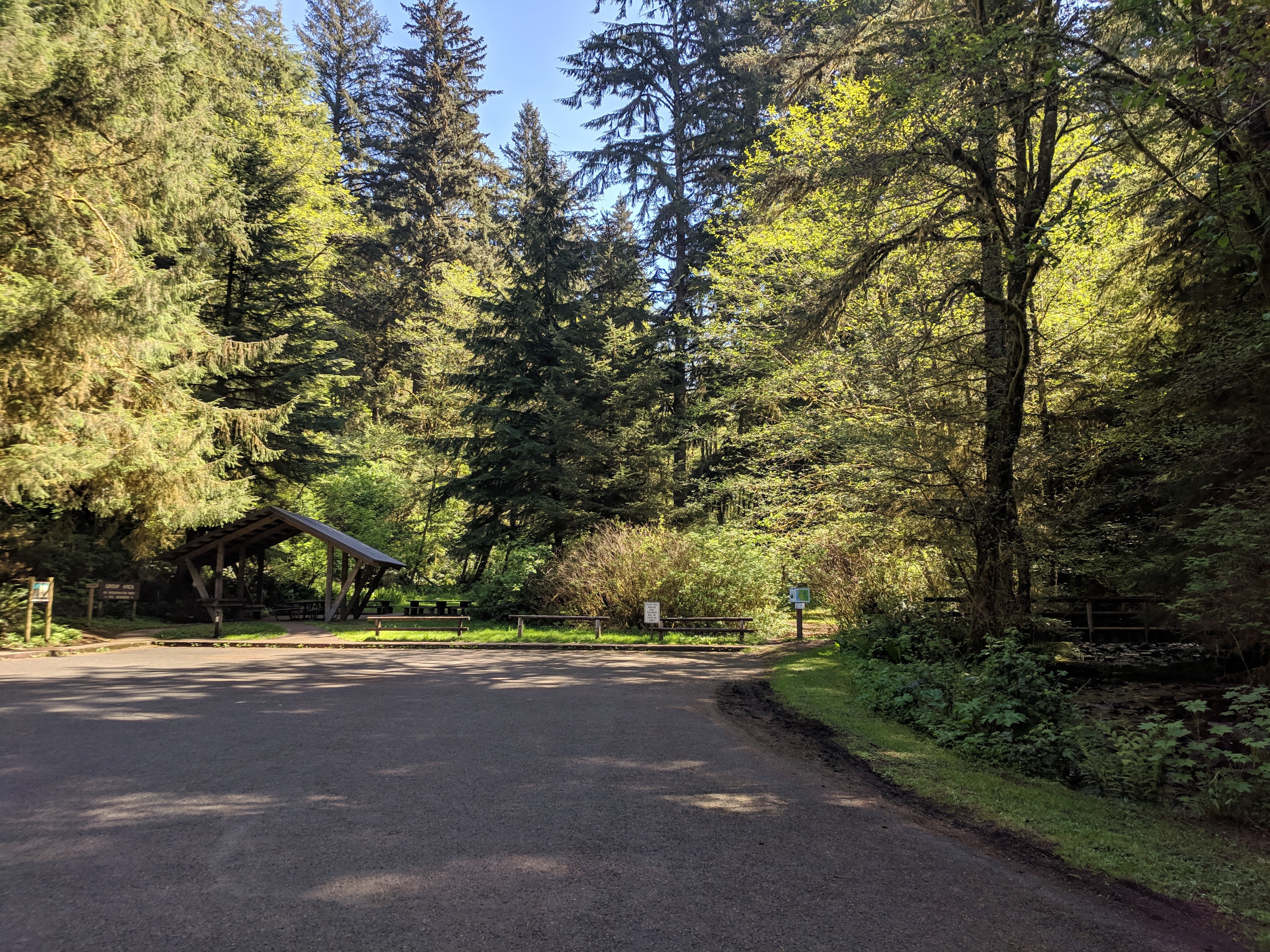 Parking for the group pavilion and camping area at Cape Perpetua