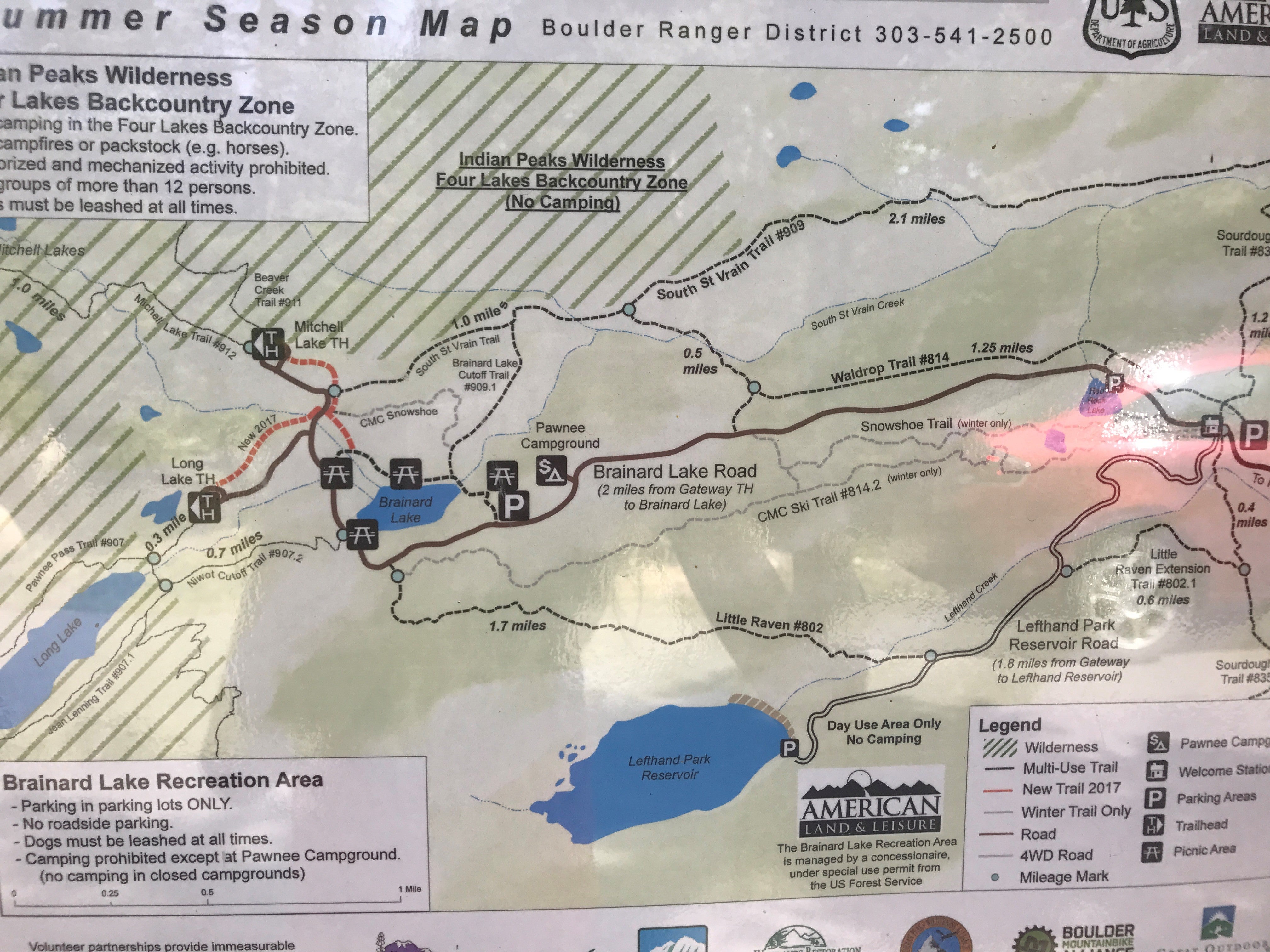 Map of Brainard Lake Recreation Area