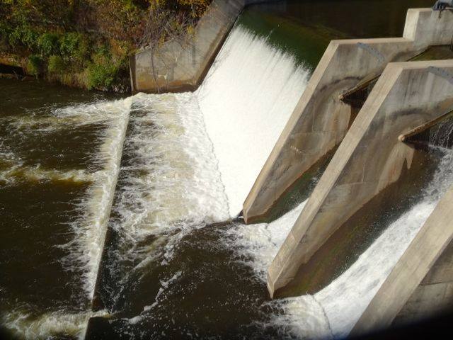 looking down at the dam