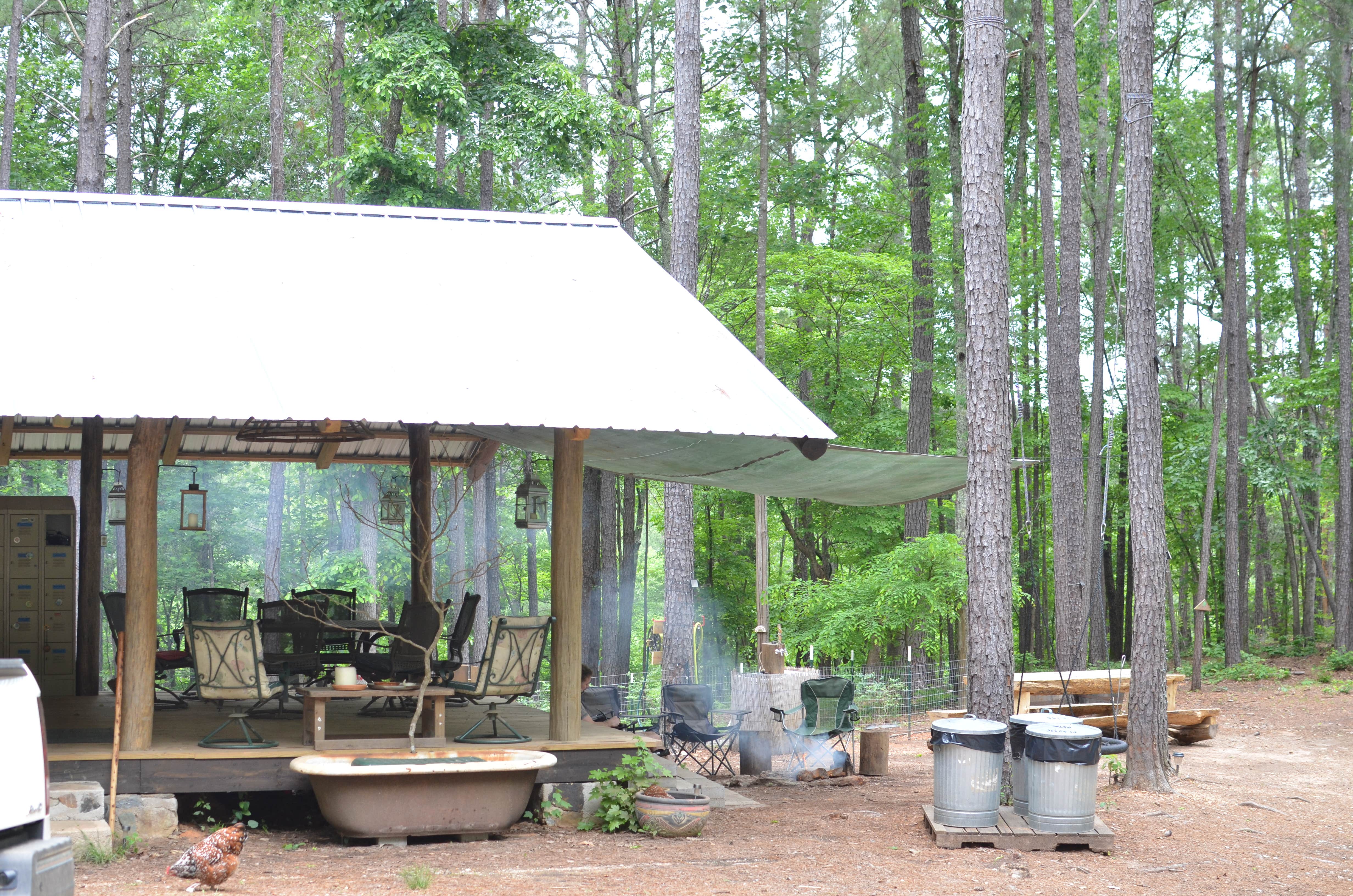 The outdoor kitchen and sitting area