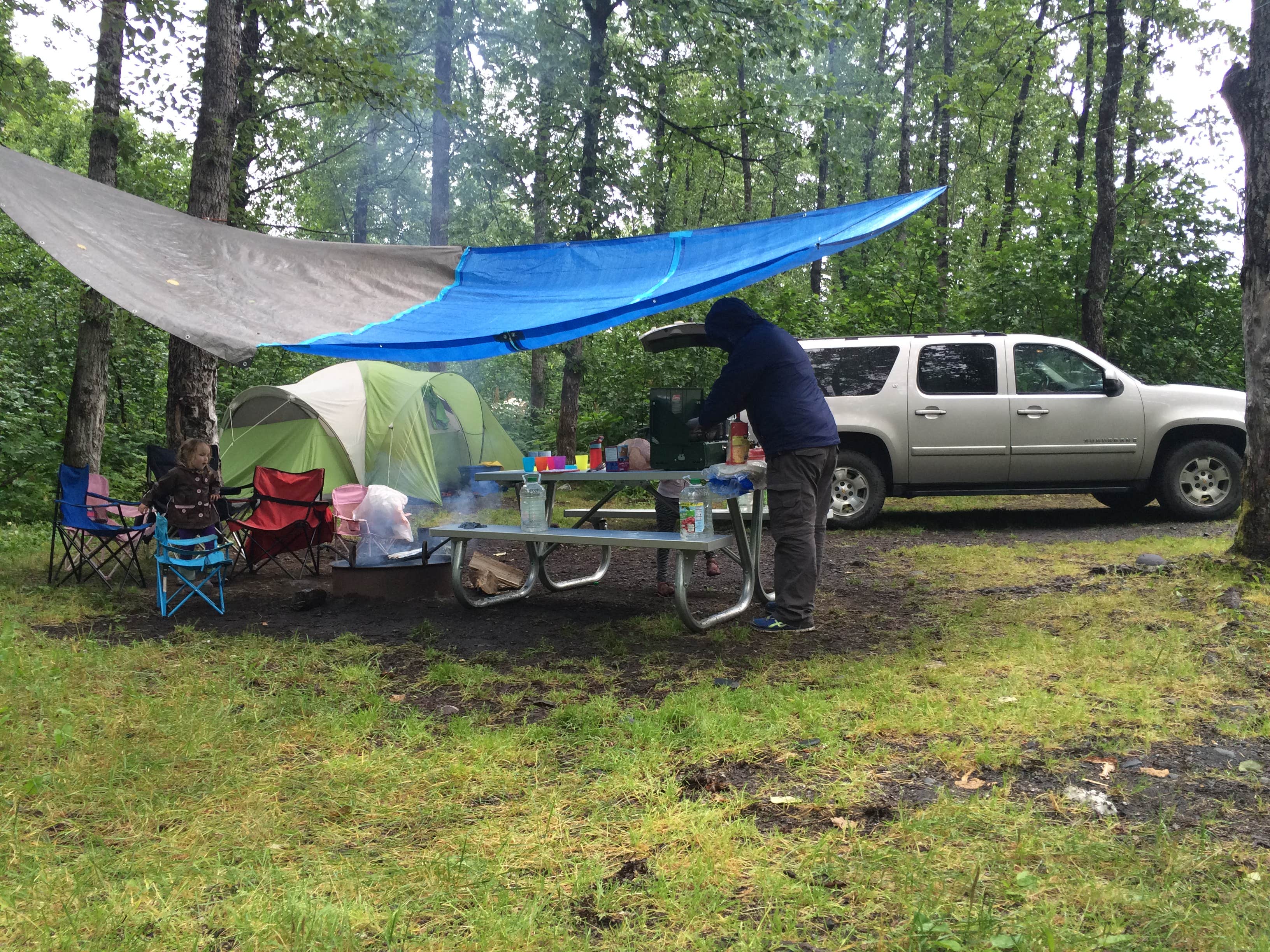 Sometimes it is a bit rainy in Valdez and tarps come in handy.
