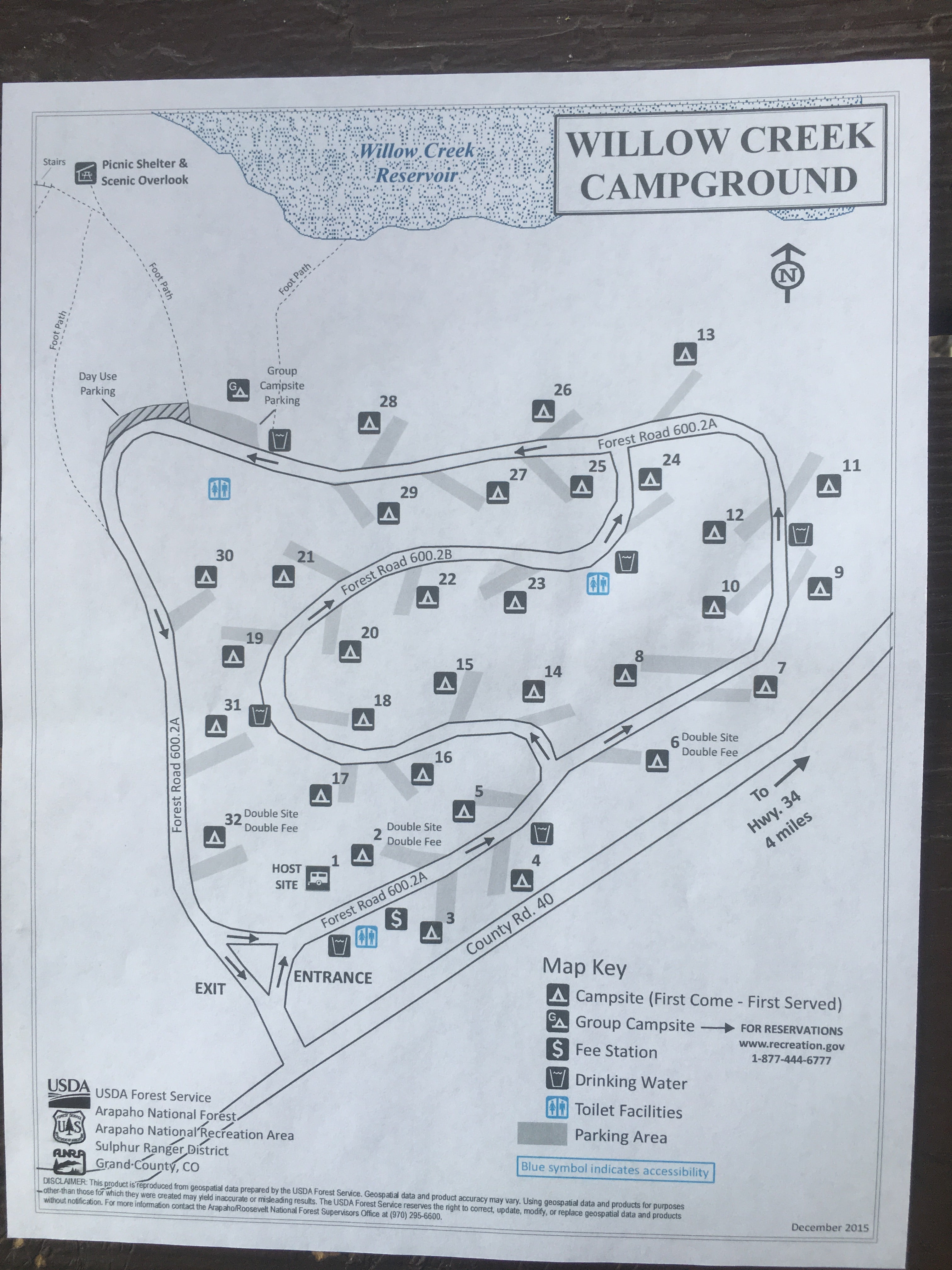 Map of Willow Creek Reservoir Campground