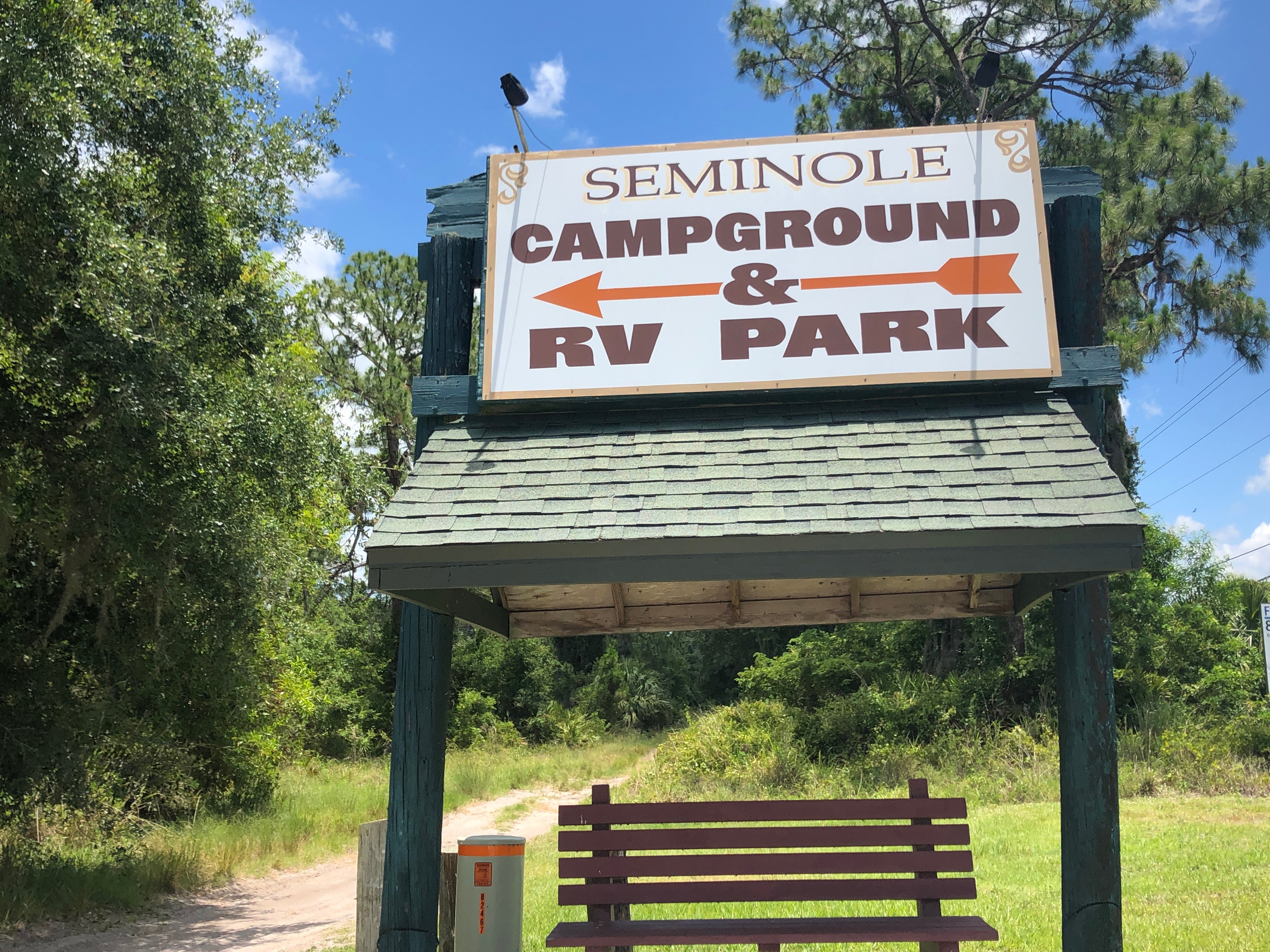 The sign for the campground on hwy 78 just near the I-75 on ramp