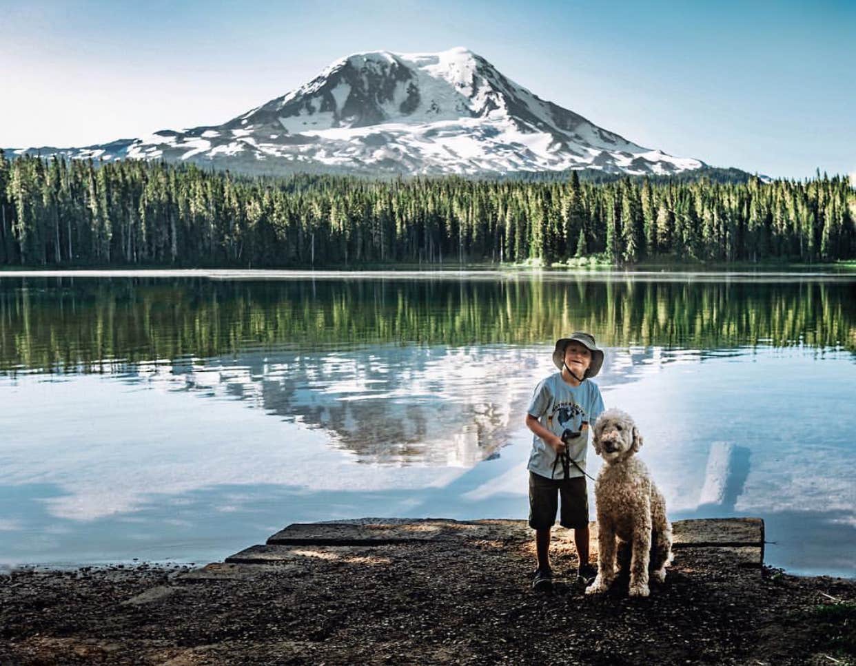 Beth E.'s photo of camping with pets at Takhlakh Lake Campground near Gifford Pinchot National Forest