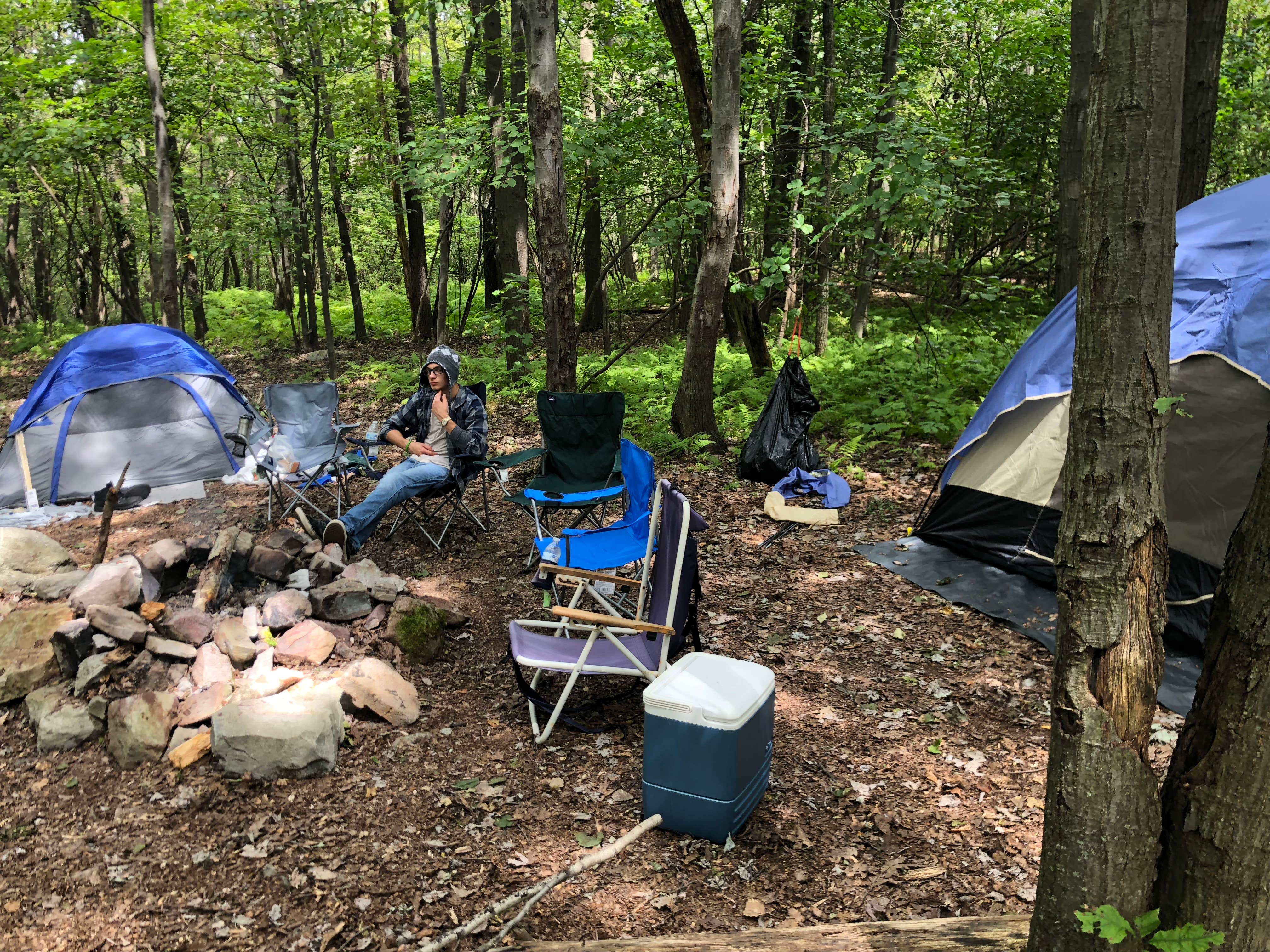Nick E.&#x27;s photo of tent camping at Kirkrige Shelter / Kittatinny Mountain — Appalachian National Scenic Trail near Blandon, PA