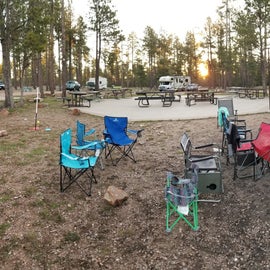 The group fire pit and group picnic area