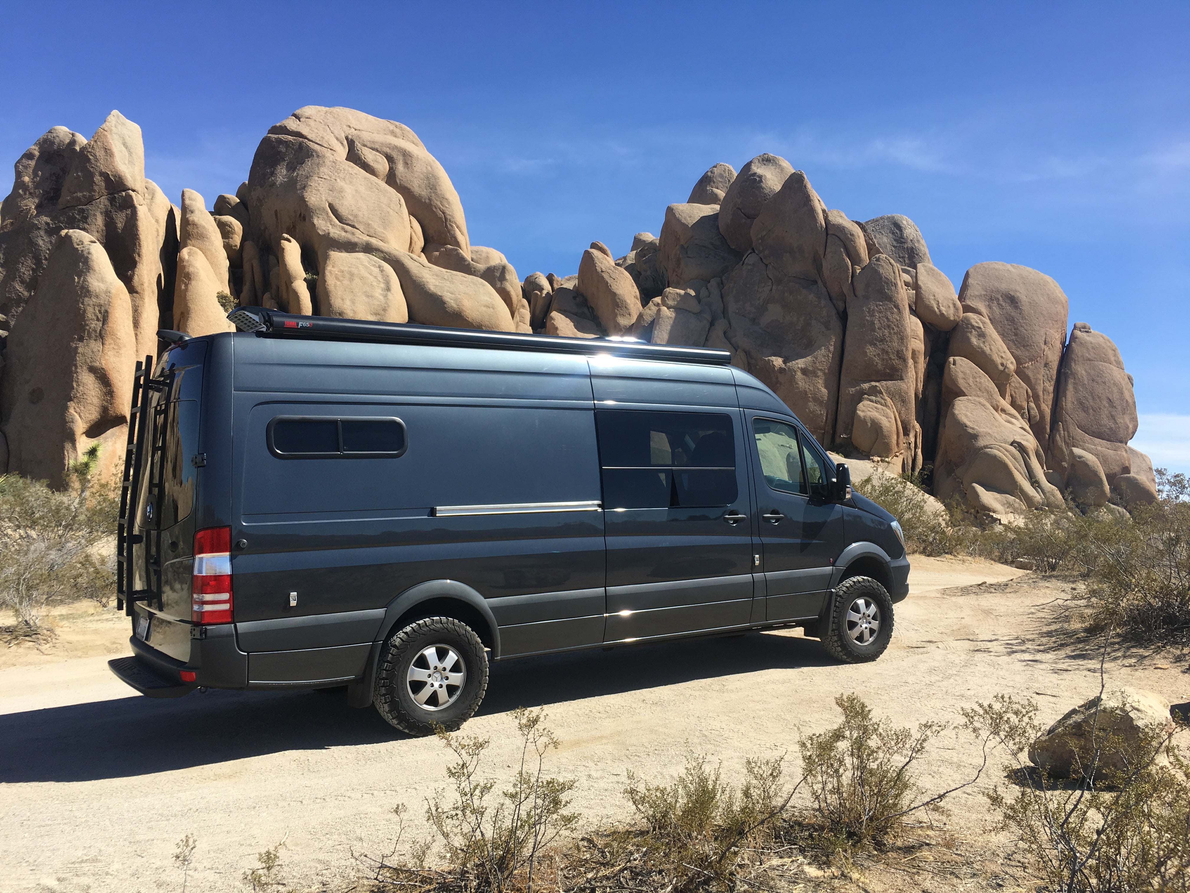 Our van near rock site