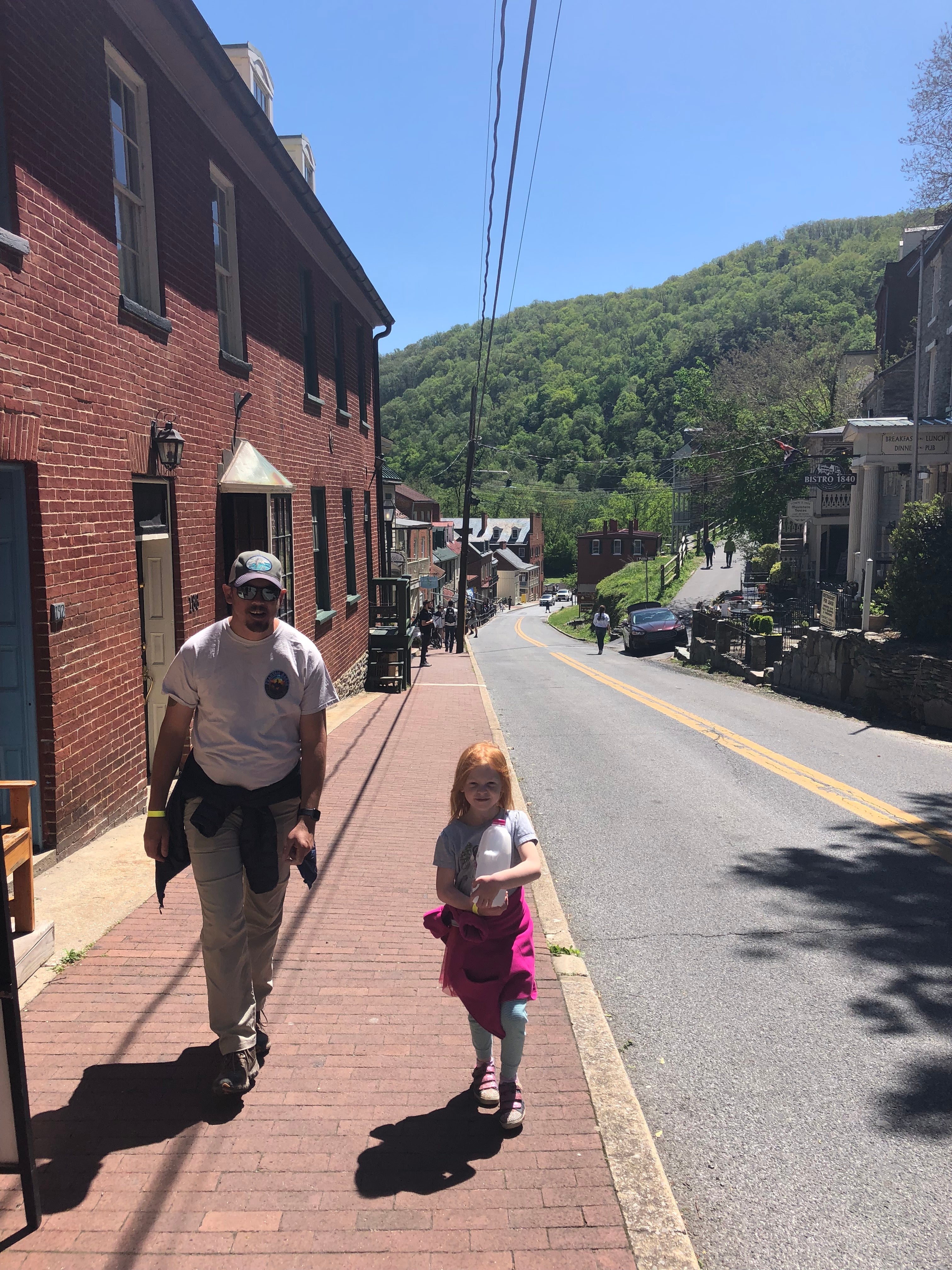 Walking around Harper's Ferry. We were there during Water Fest, so my daughter carried a half gallon of water around the block to understand how kids everywhere don't have close access to water.