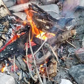 Our little fire, mostly keep alive with small sticks