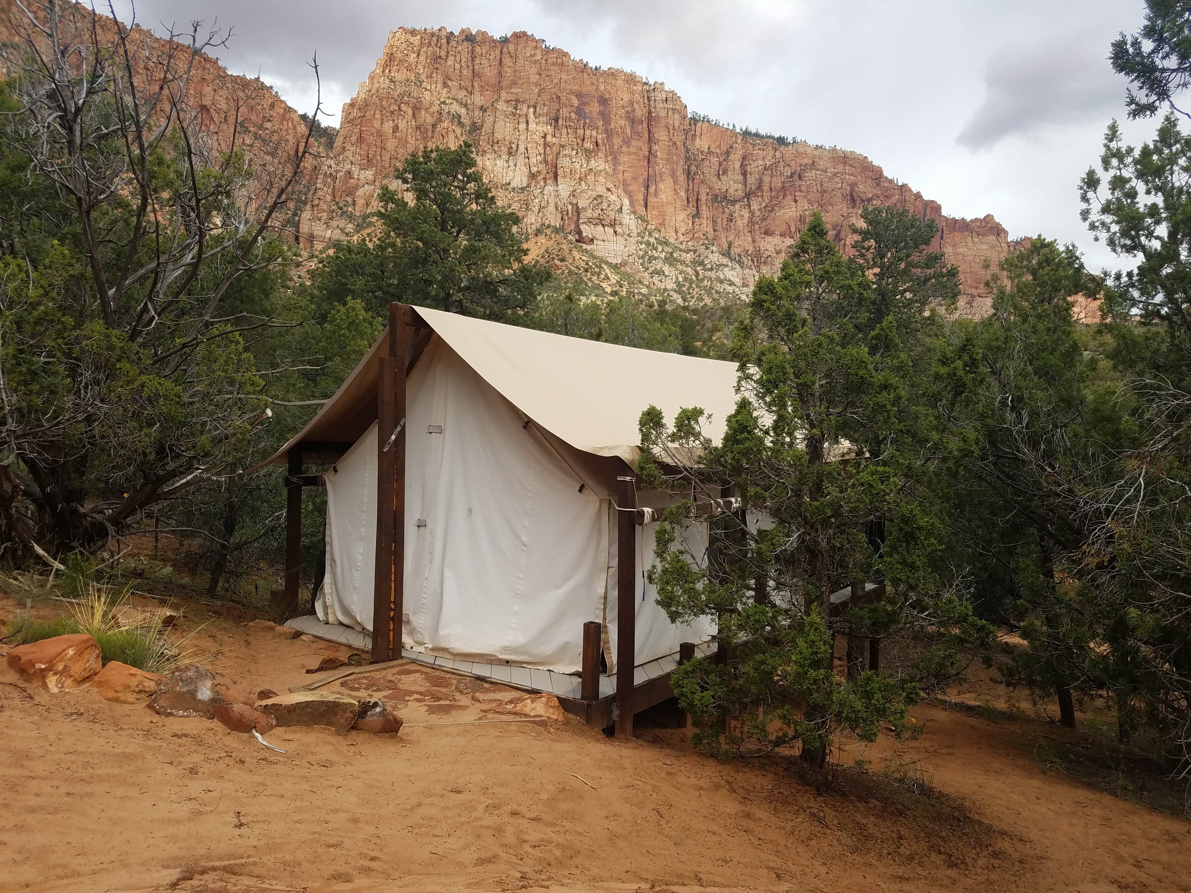Alan B.'s photo of tent camping at Water Canyon Cliffside Cabin L and L near Orderville, UT