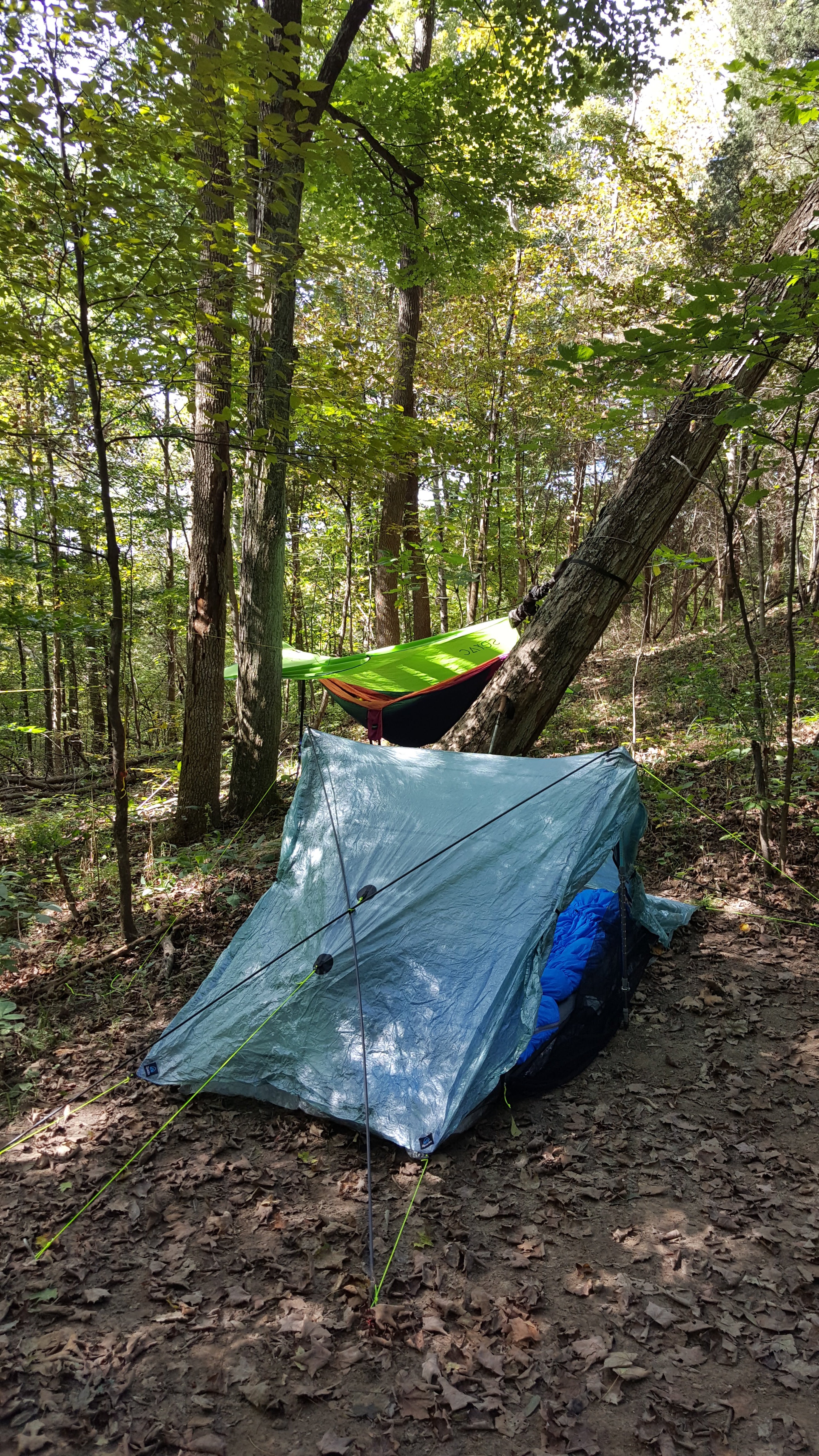 Backpacking camp sites are small but ample.  I was able to set up my tent and hang out in a near by hammock.