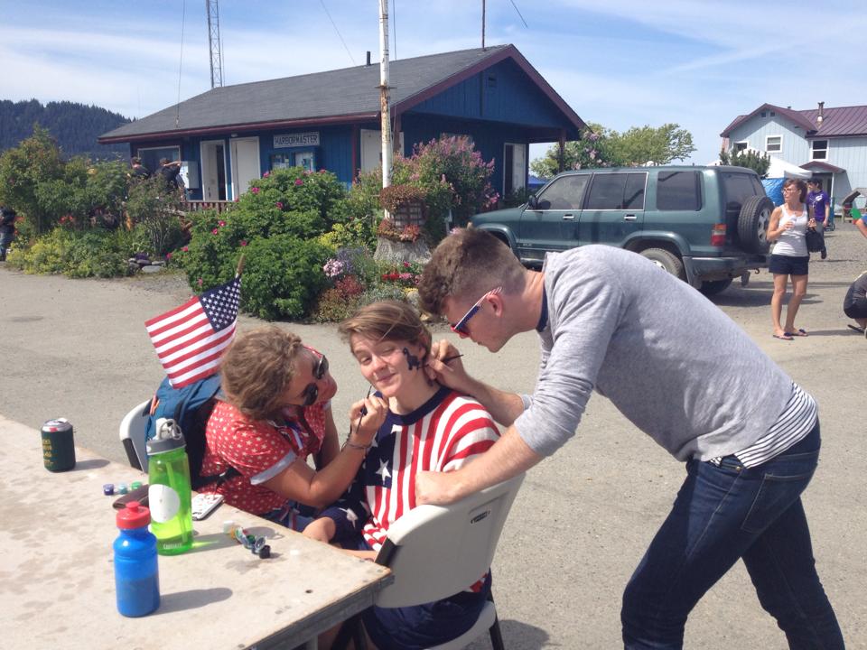 July 4th face painting in Seldovia!