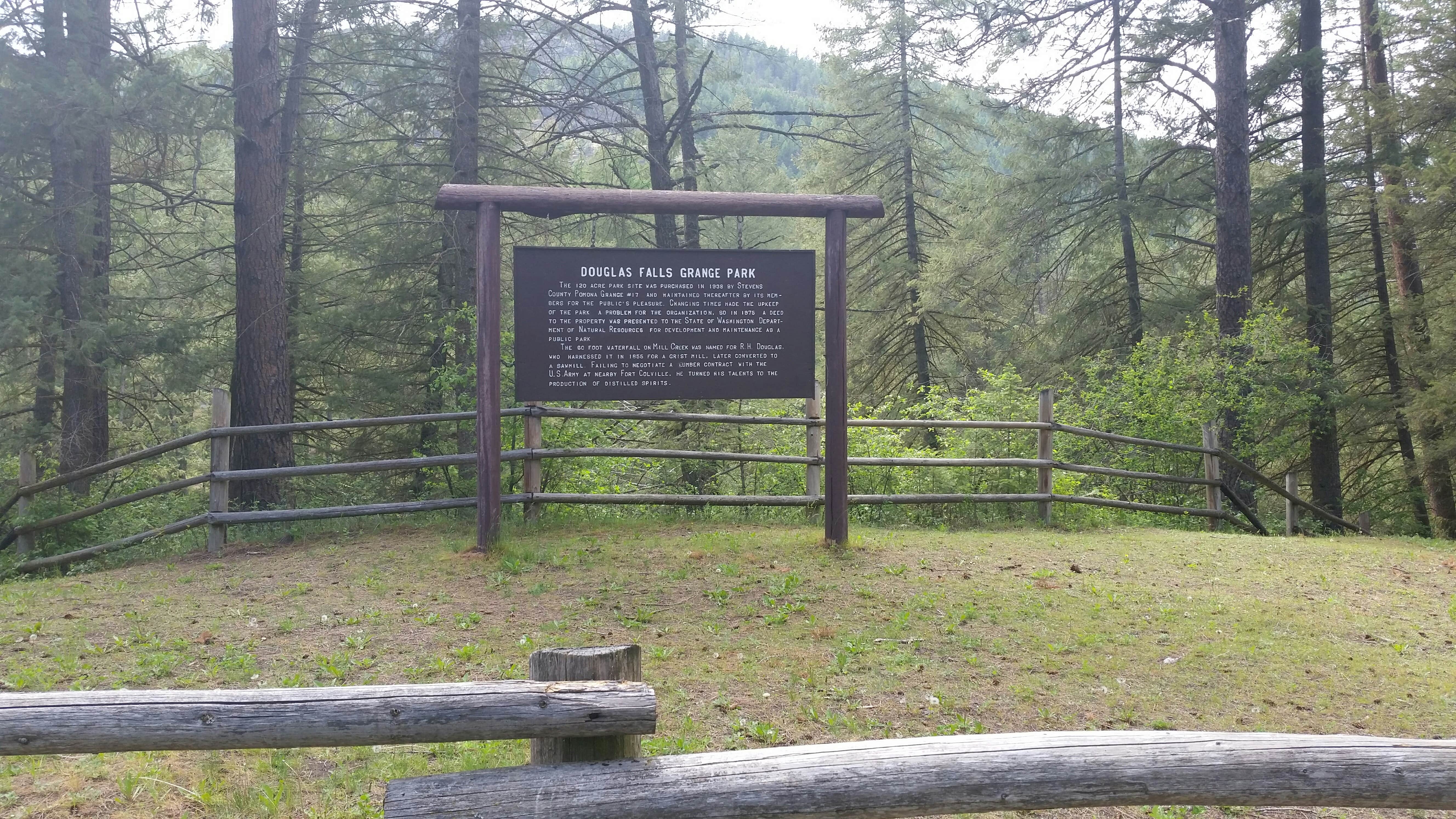 Douglas Falls historical sign