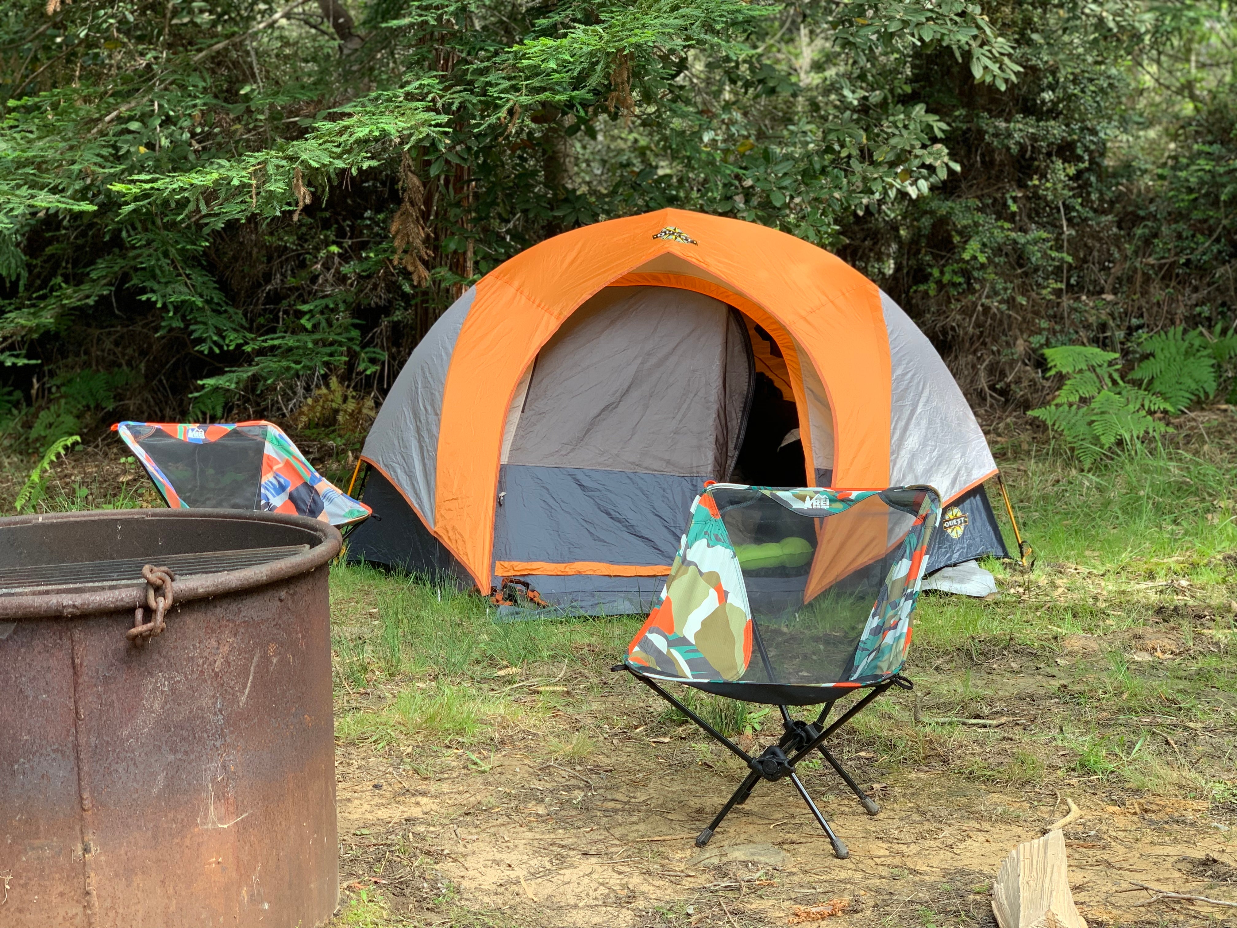 Most campsites at Woodside are tucked back in wooded nooks with large fire pits.