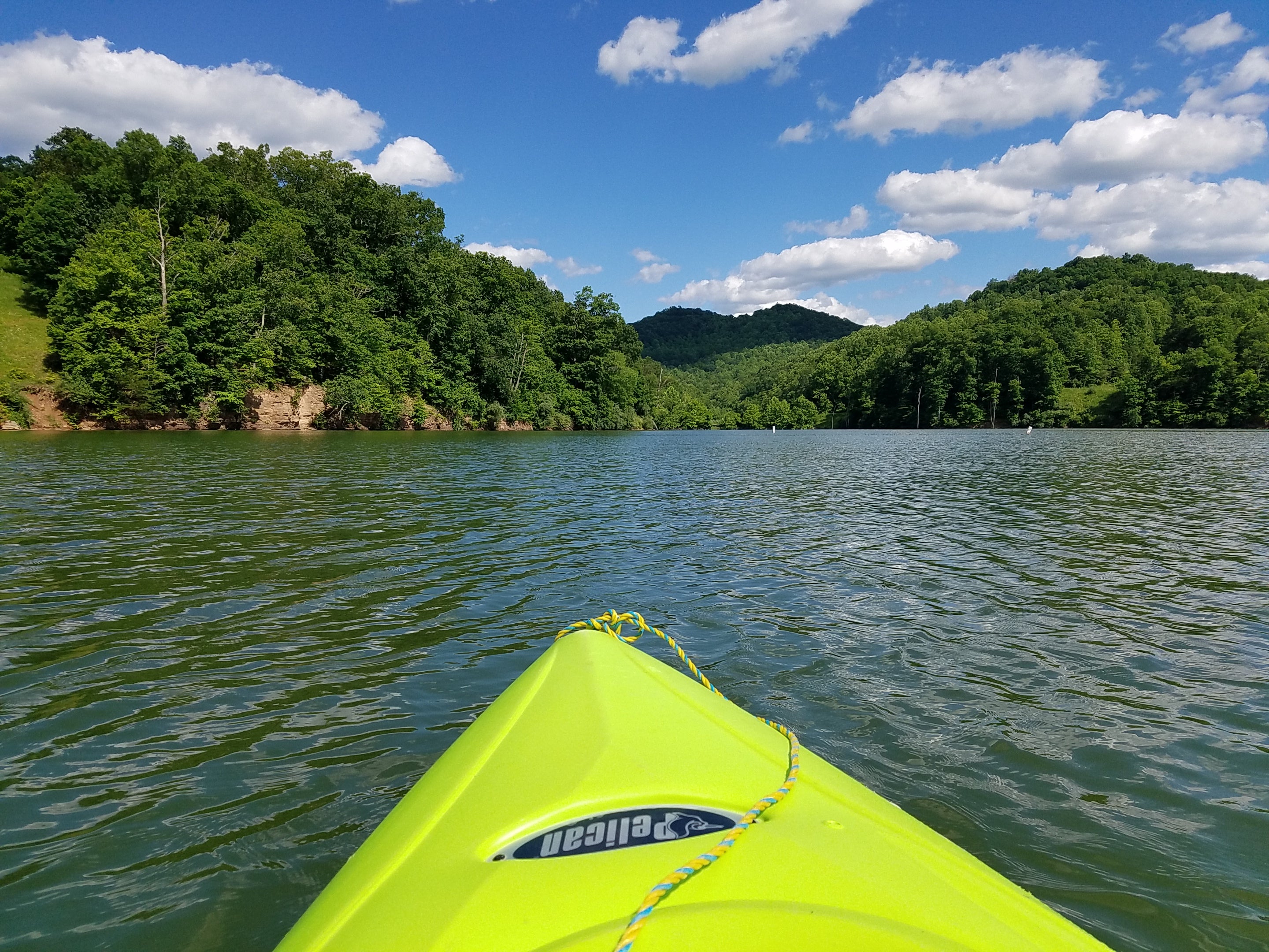 View from the water on Stonewall Jackson Lake.