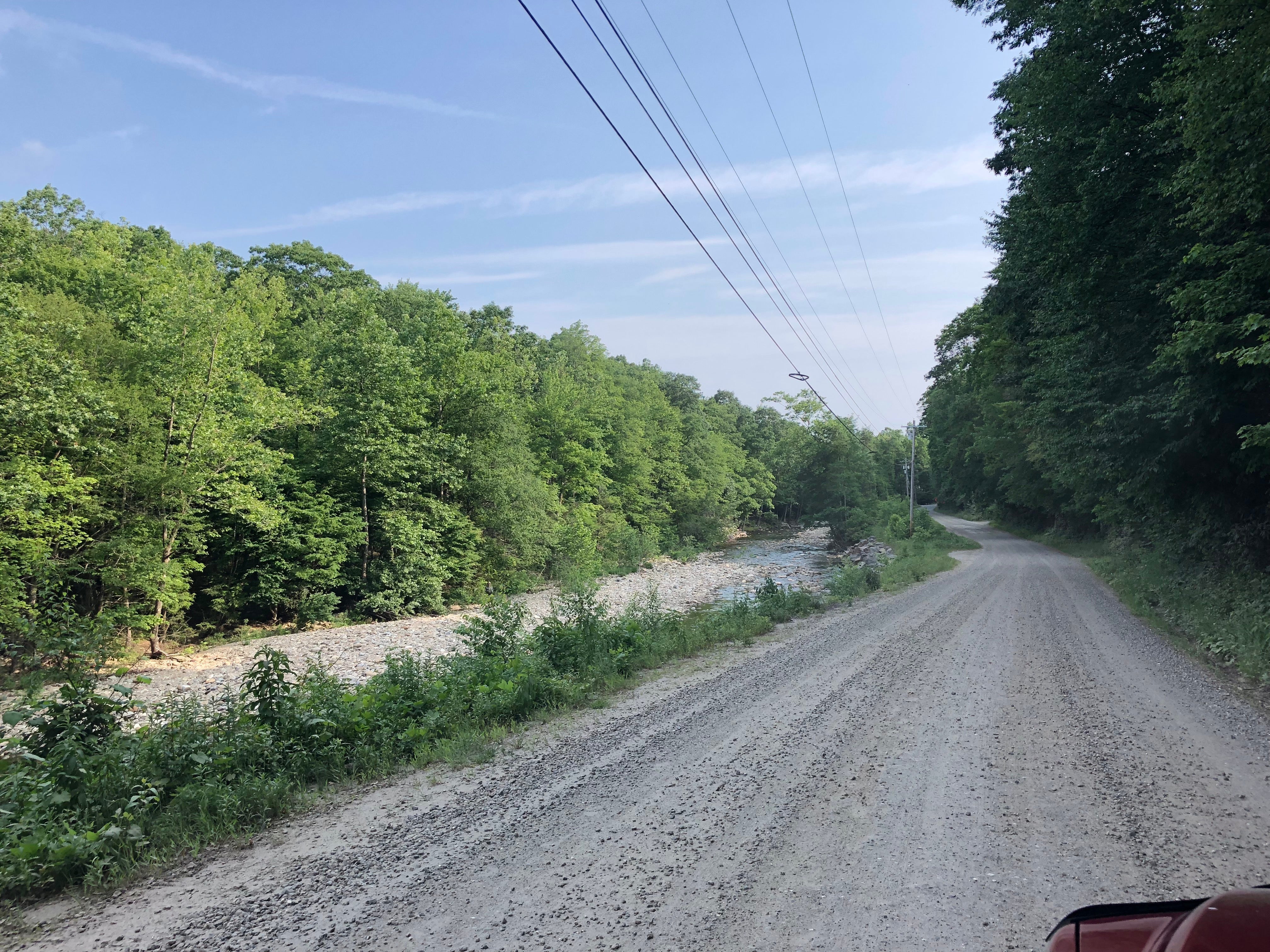 The gravel road coming in. Not too bad - wide and a good grade. Only one sharp-ish turn that is navigable with a wide approach.