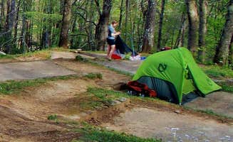 Myron C.'s photo of tent camping at Fontana Hilton Trail Shelter -- AT trail shelter in North Carolina