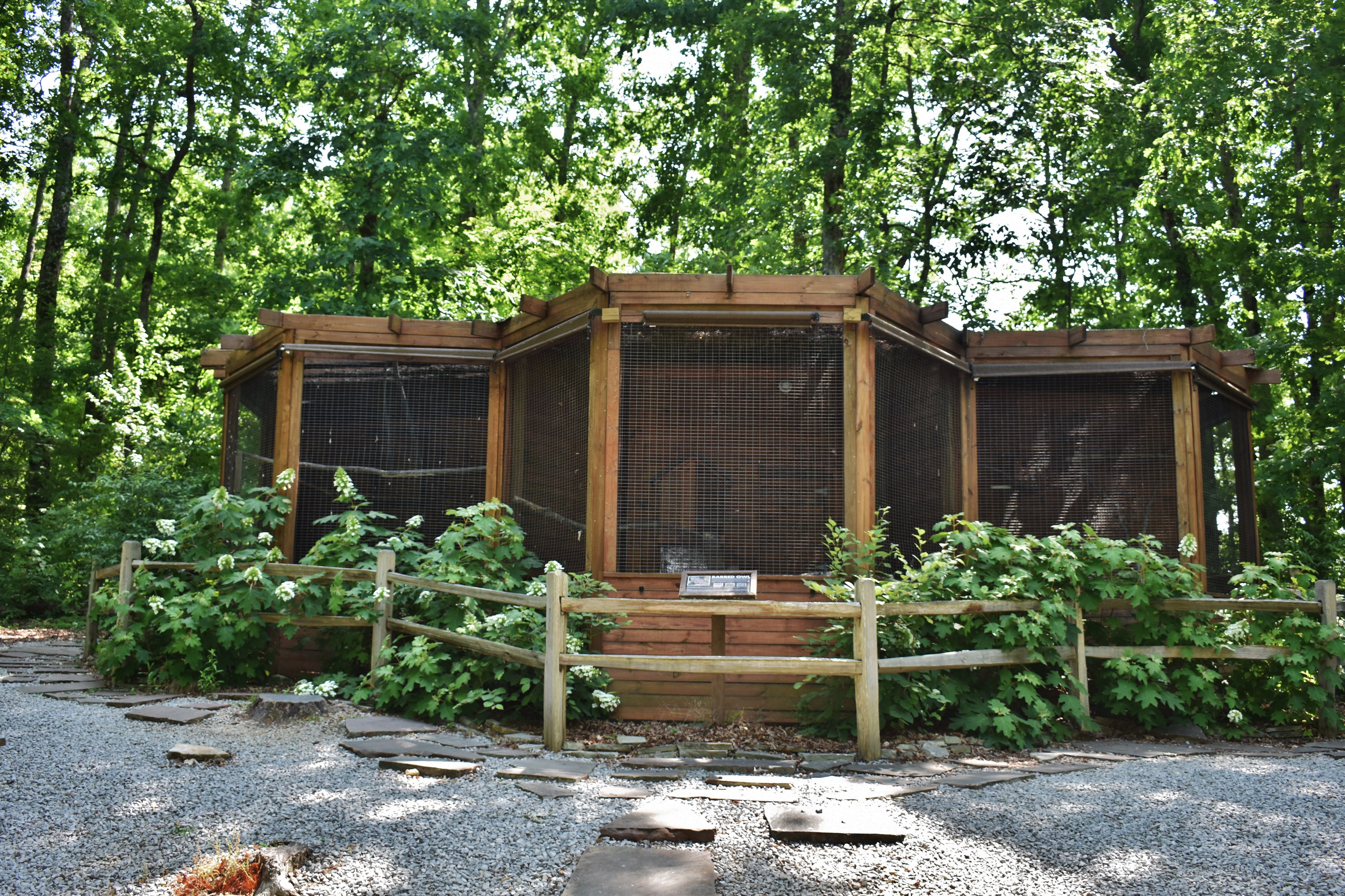 There is a small aviary at the campground.