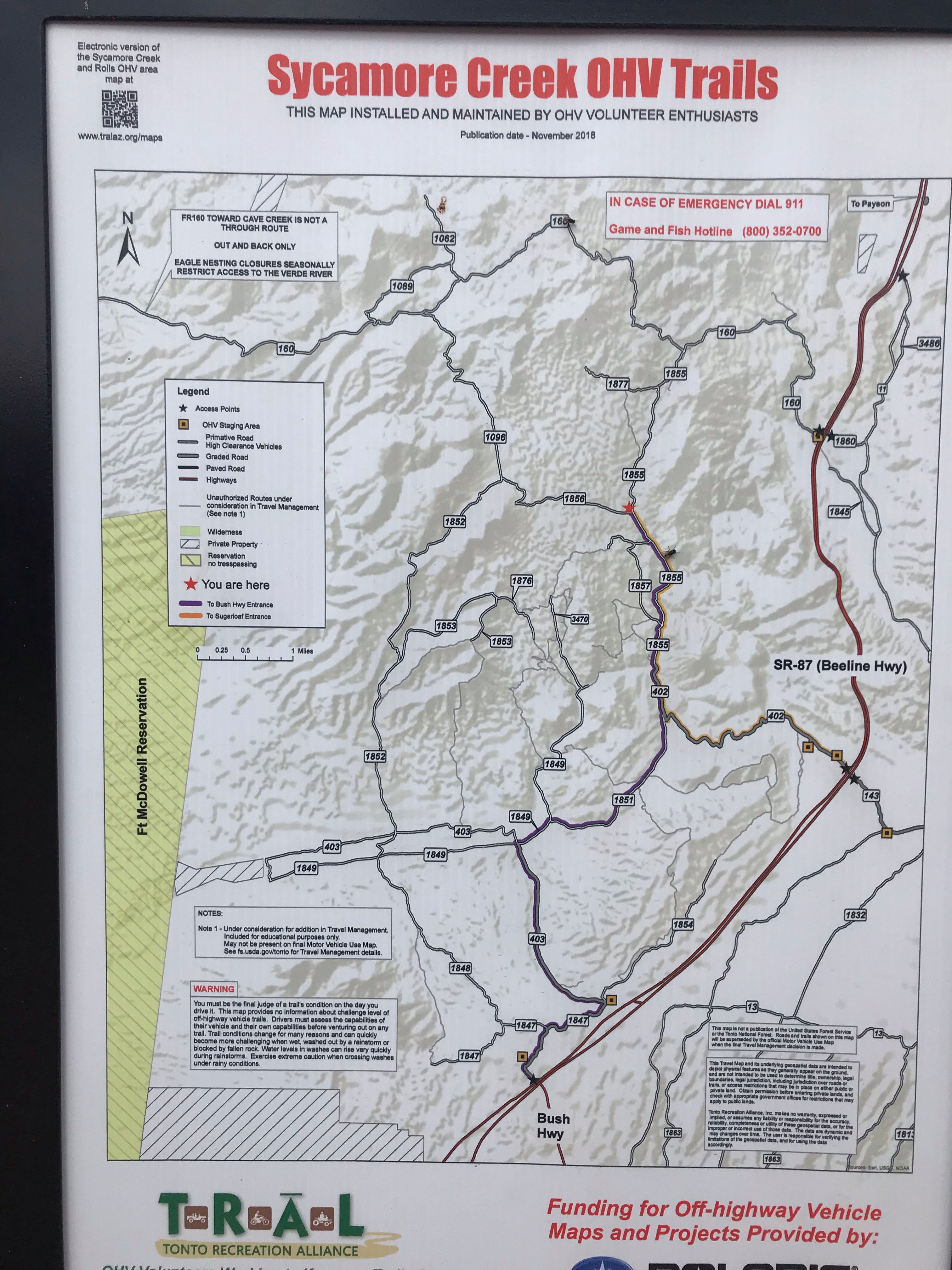 Some of the ohv trails. This map was posted on the west side of the highway