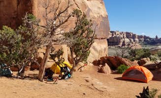 Caleb K.'s photo of tent camping at Chesler Park 1 (CP1) Backcountry Campsite, Needles District of Canyonlands National Park near Canyonlands National Park