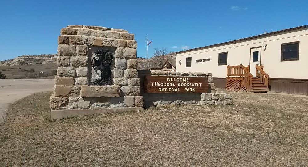 Main Park Sign Near Juniper Campground in Theodore Roosevelt National Park